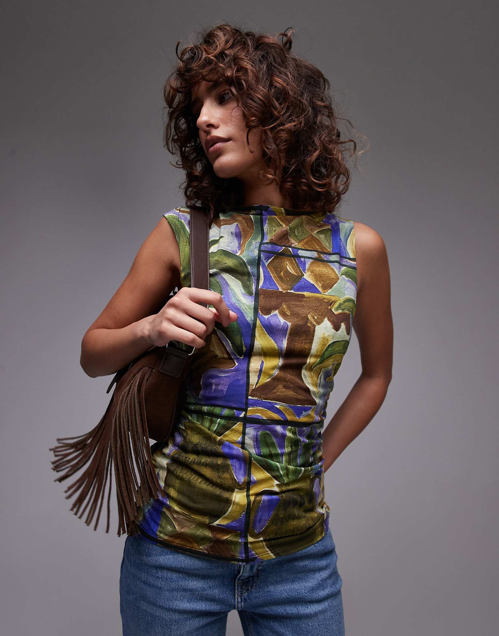 Topshop abstract print tank top in multi 5690₽