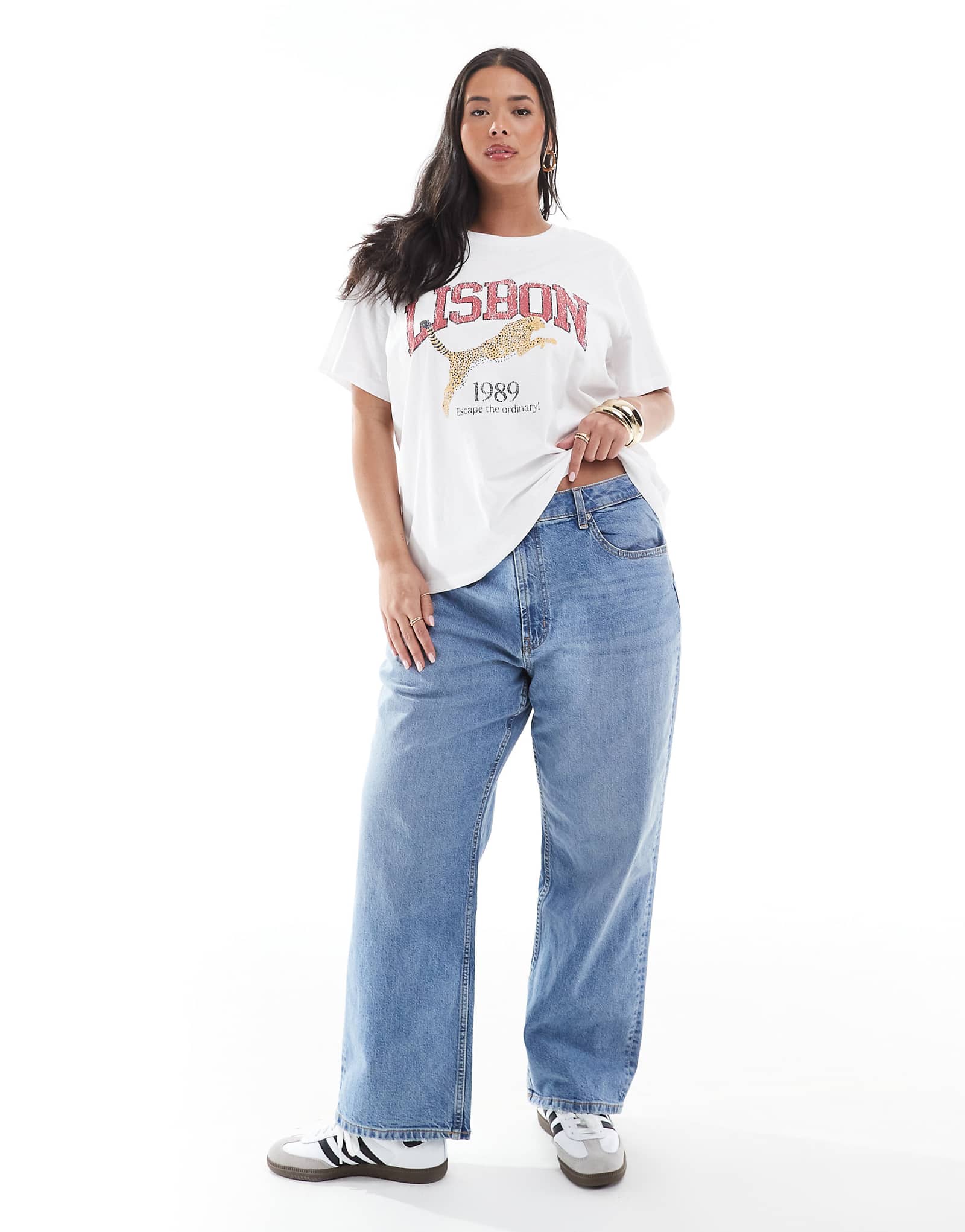 ASOS DESIGN Curve ankle grazer straight leg jeans in mid blue 5690₽