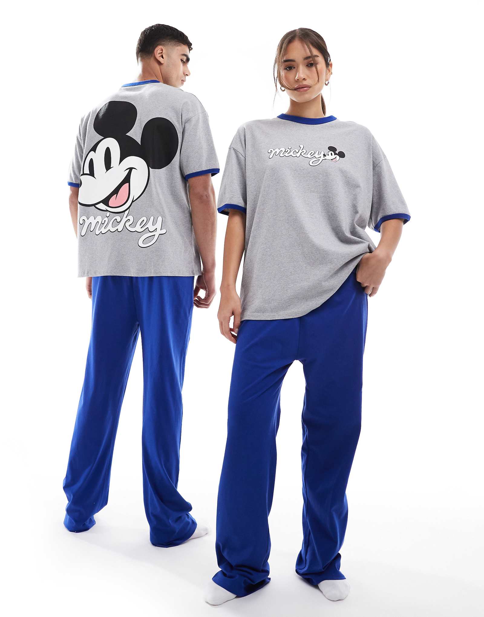 ASOS DESIGN Disney Mickey Mouse printed sleepwear set in gray 5090₽
