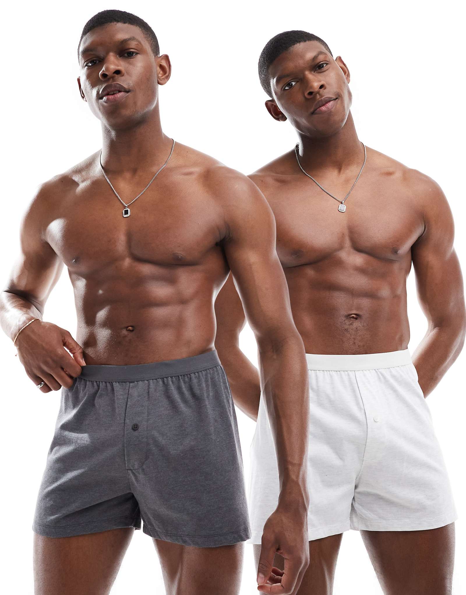 ASOS DESIGN 2 pack boxers in gray heather and white 4690₽