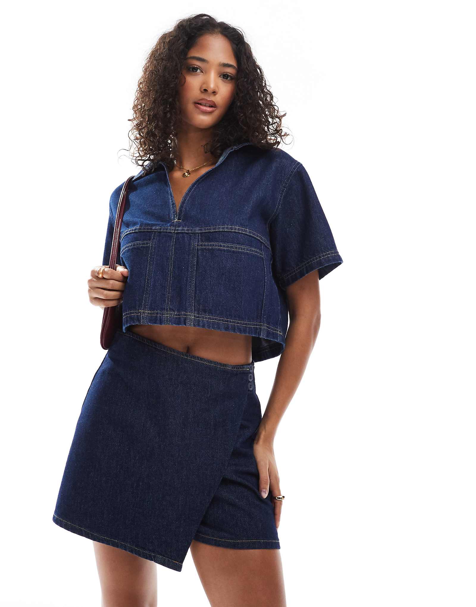 ASOS DESIGN denim skort in rinse - part of a set 5490₽