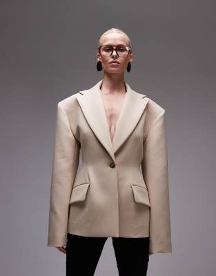 Блейзер ASOS DESIGN со скульптурной посадкой на талии из верблюжьей кожи