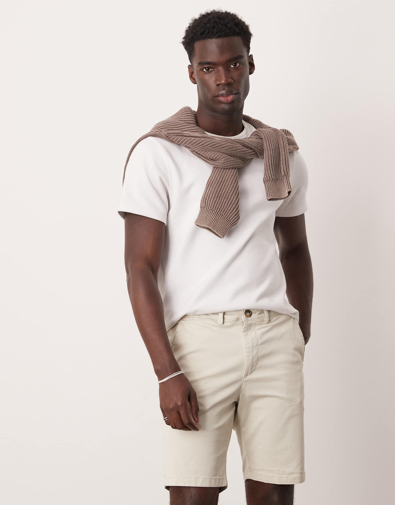 Selected Homme slim chino shorts in cream 13290₽