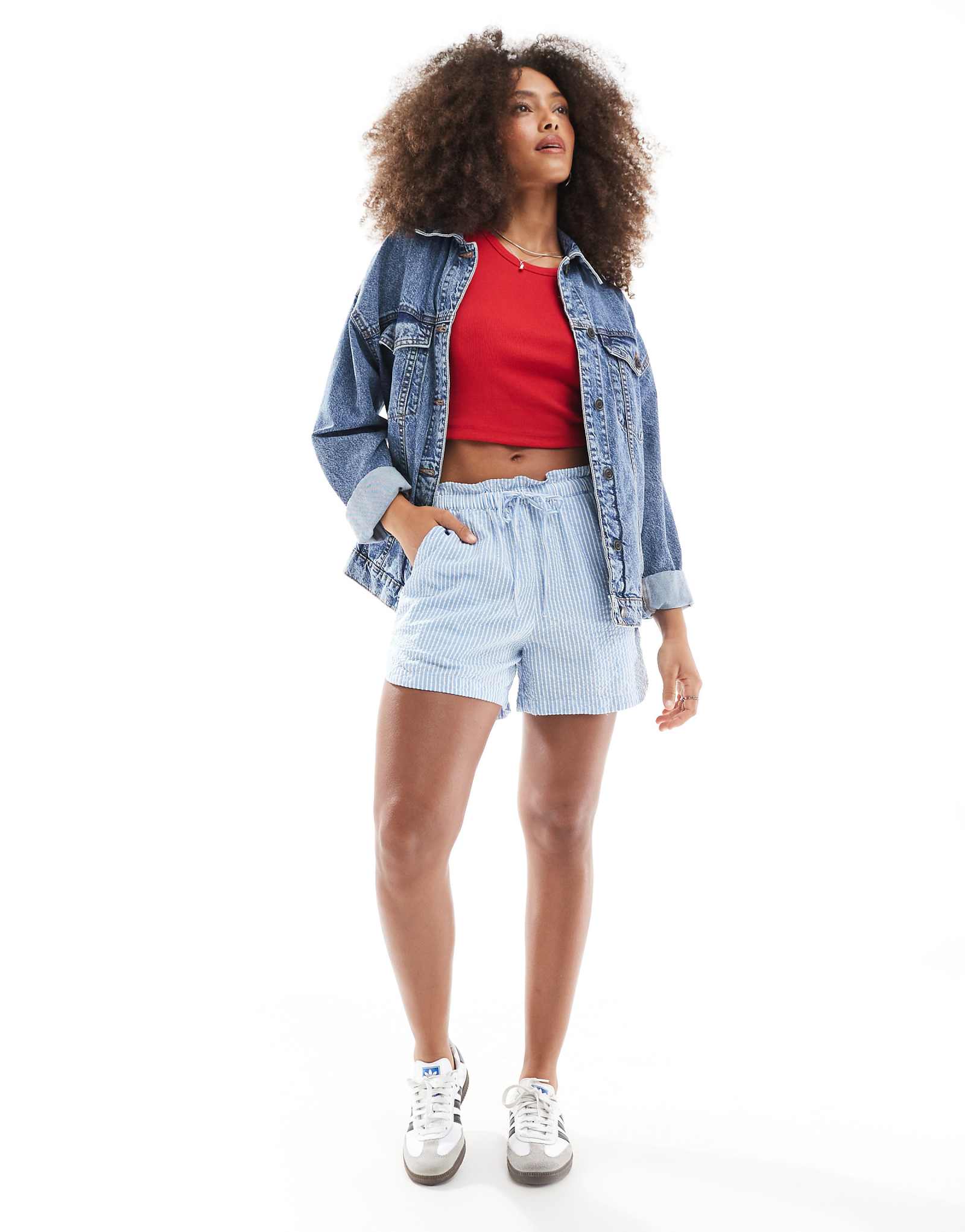 JJXX seersucker shorts in blue stripe 7090₽