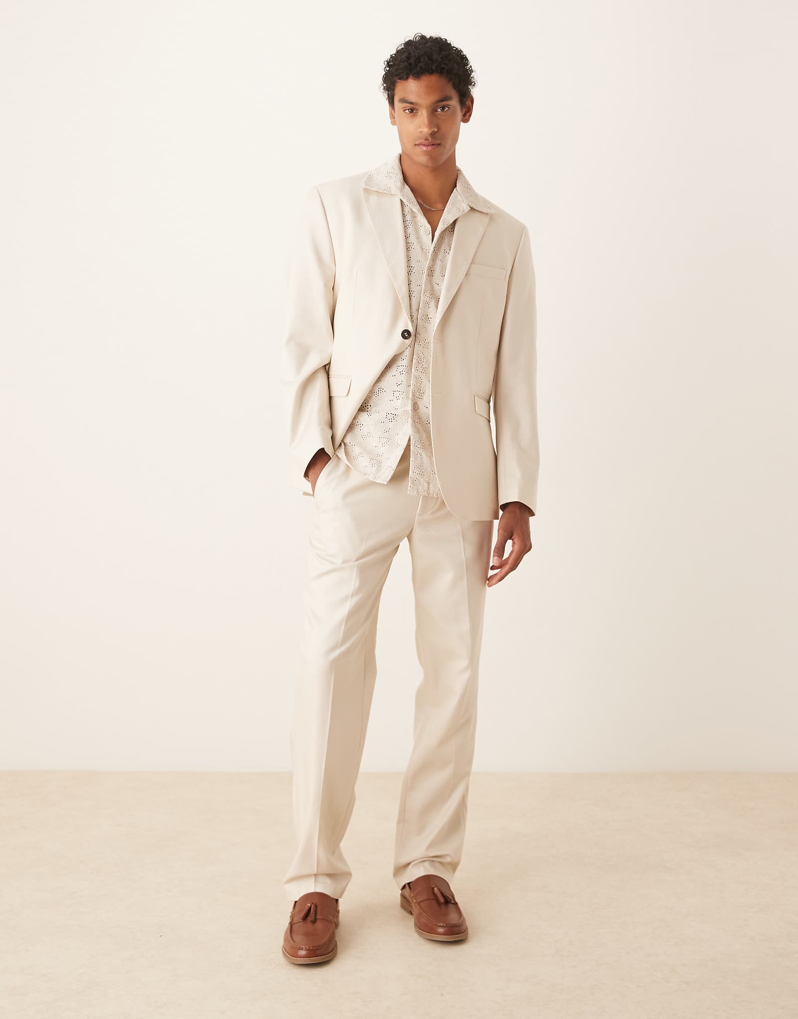 Selected Homme Ascot regular fit pants in cream 12890₽