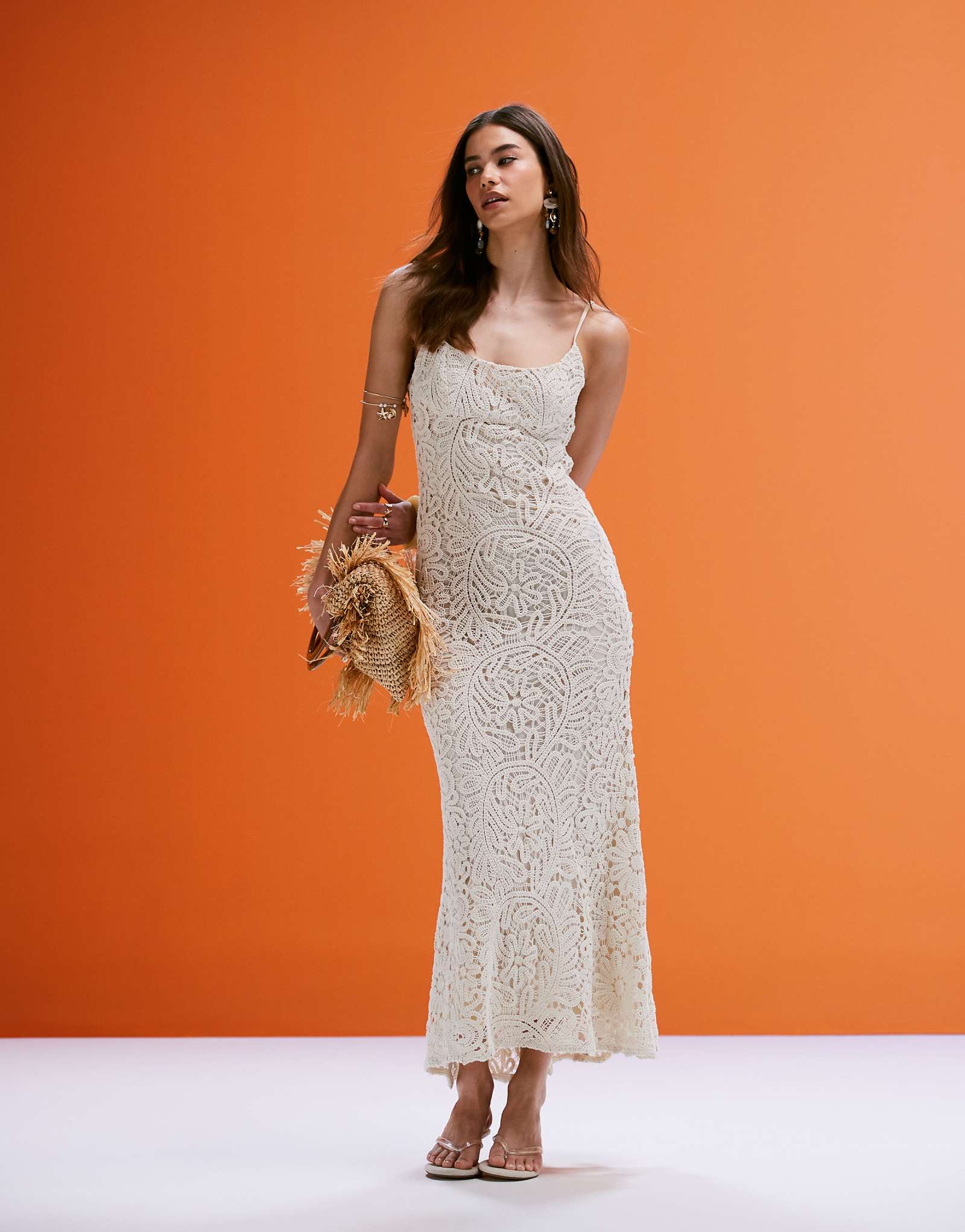 Bardot crochet maxi dress in beige 29490₽