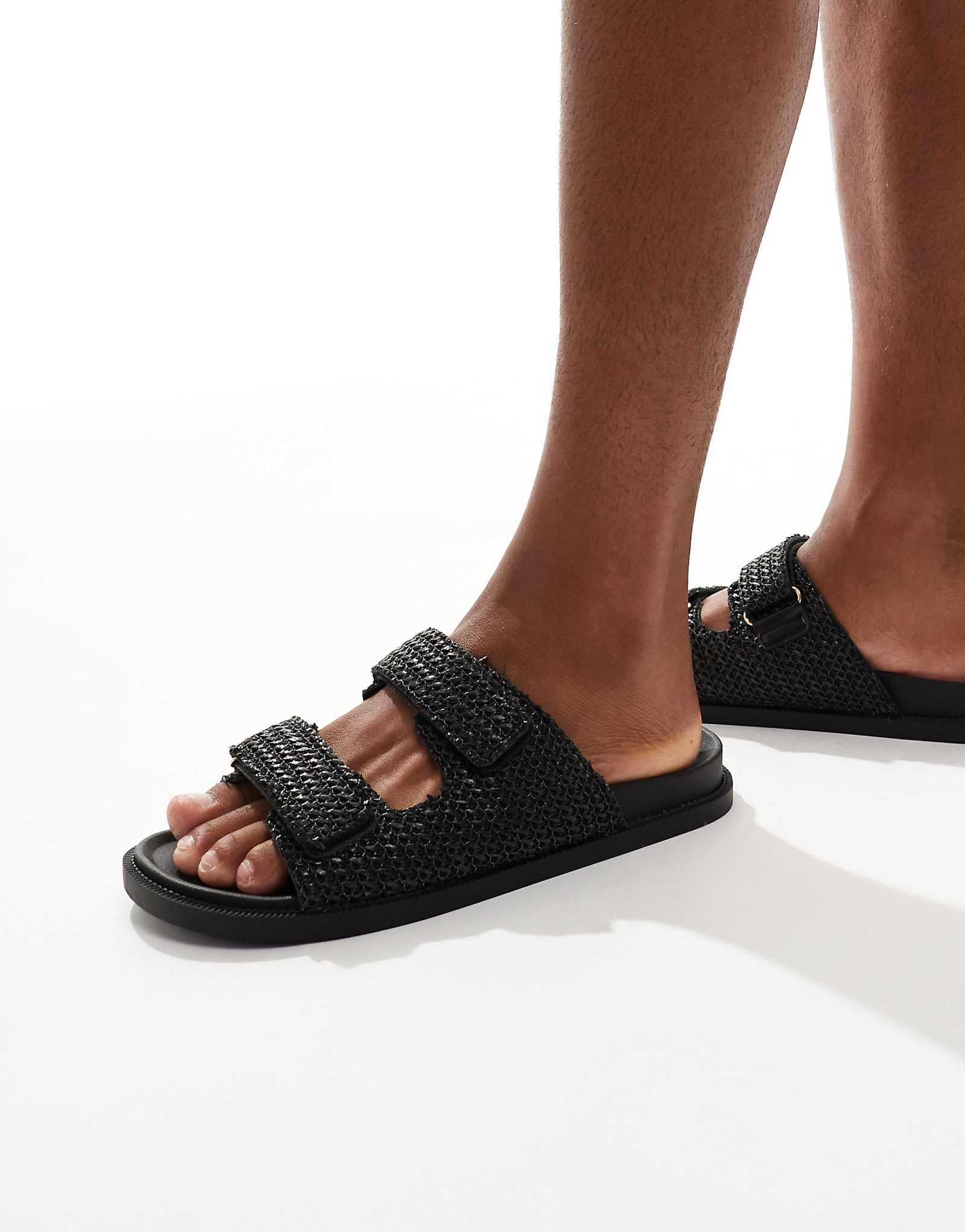 SEQWL Kidman sandals with straps in raffia black