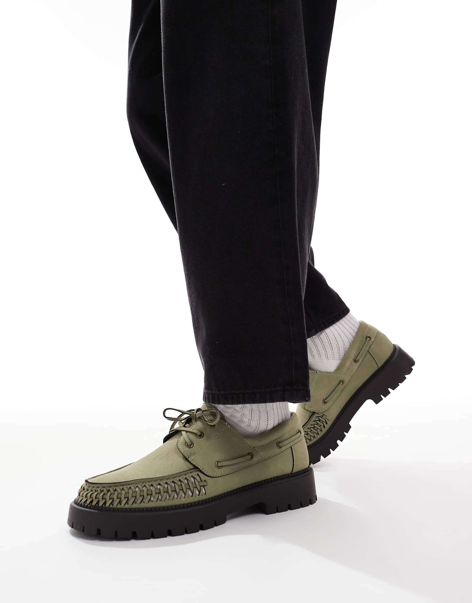 SEQWL Exton loafers with chunky sole in olive 9890₽