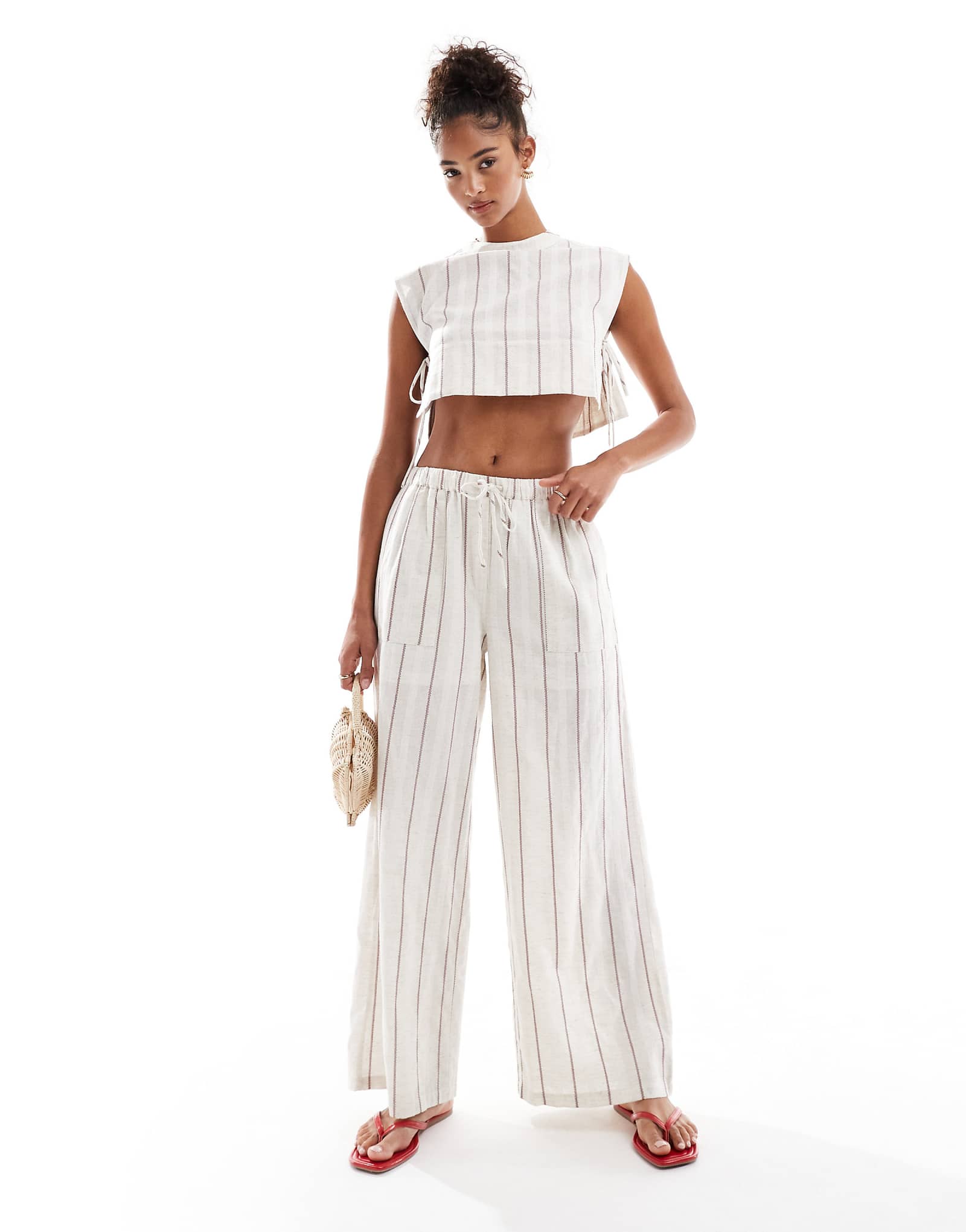 Native Youth striped wide leg pants in multi - part of a set 7290₽