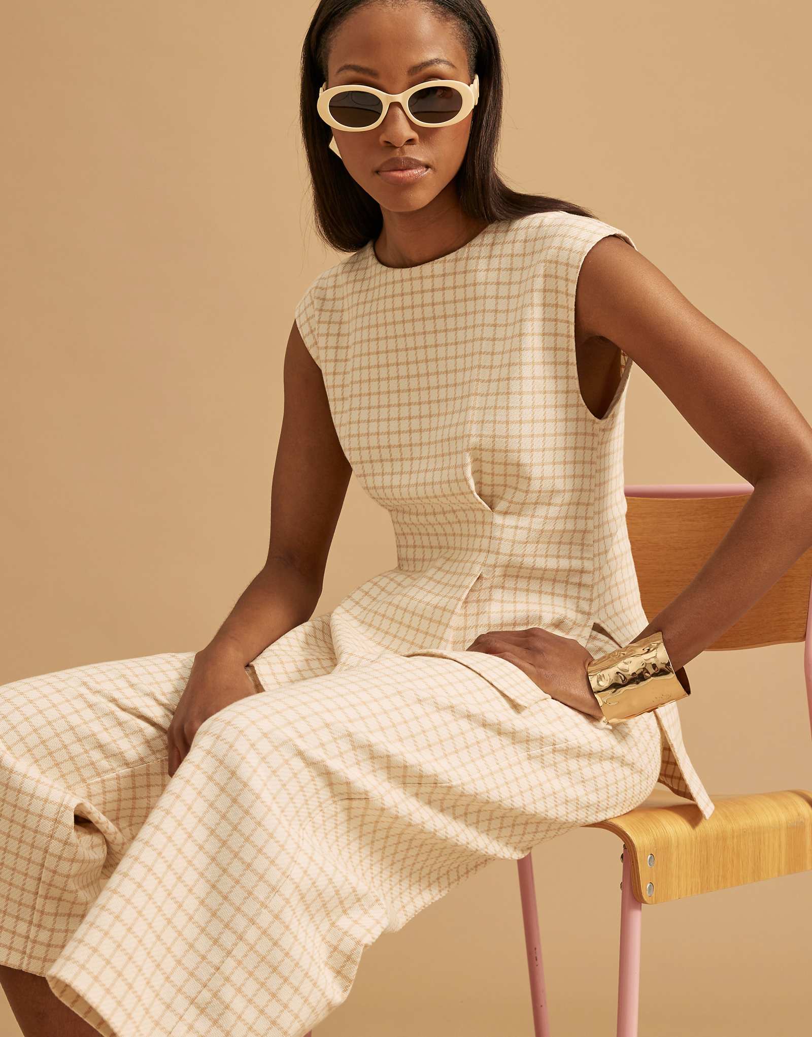 River Island gingham shell top in cream 24490₽