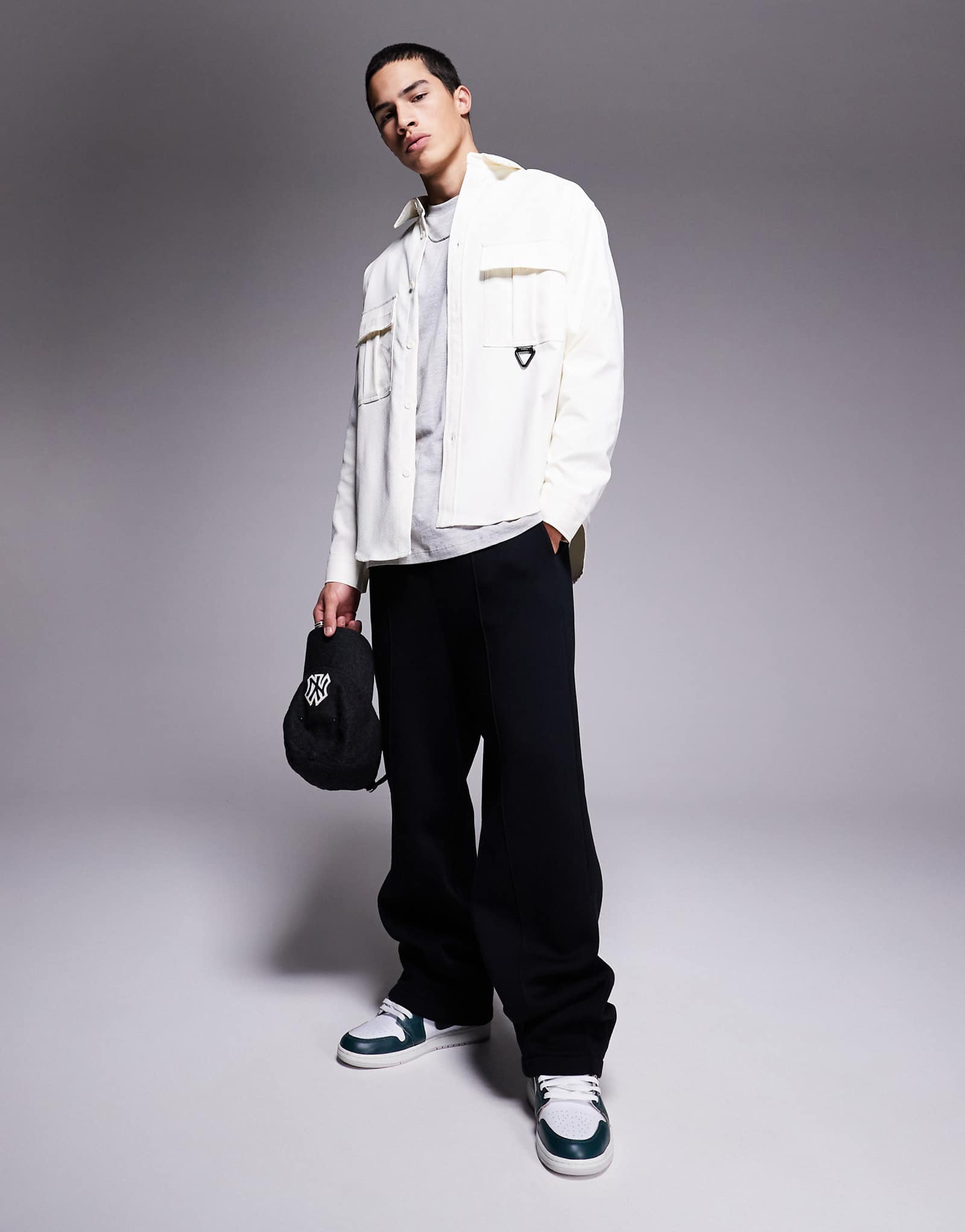 Sixth June utlity shirt with hardwear detail in cream