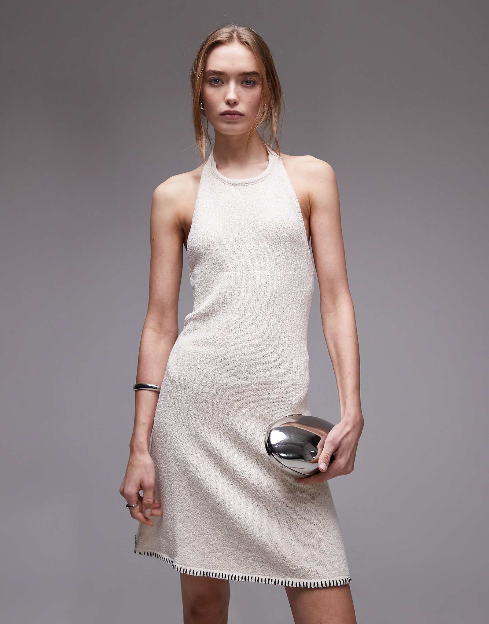 Rhythm Martini halter knit mini dress in cream 12990₽