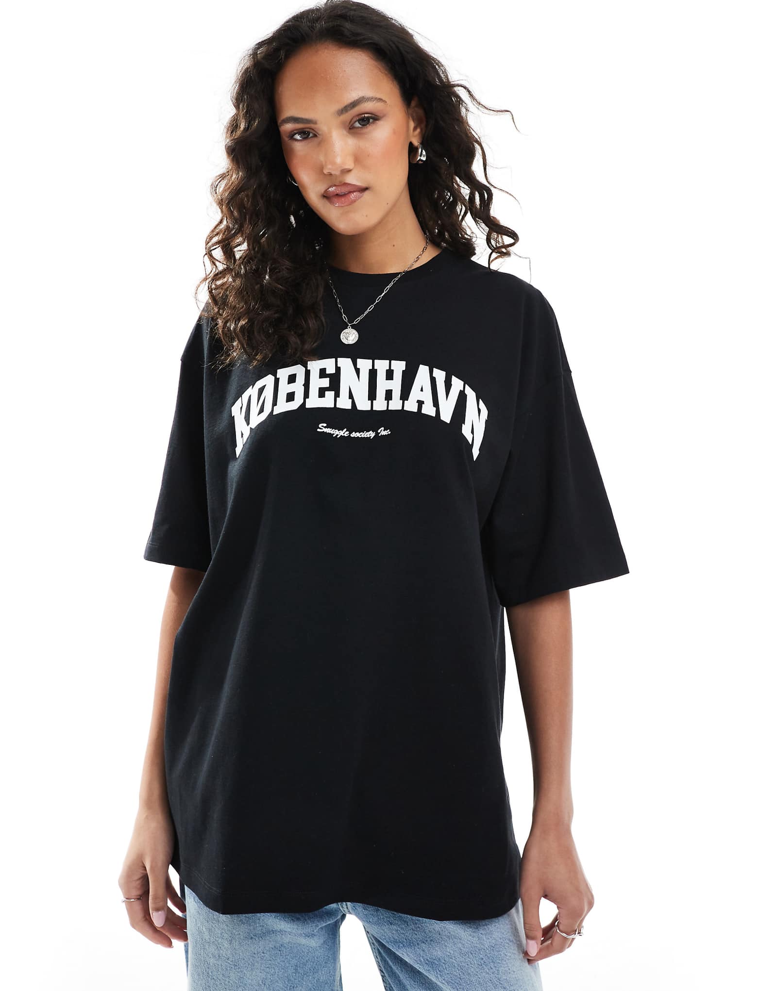 JJXX oversized t-shirt with kobenhavn print in black 5890₽