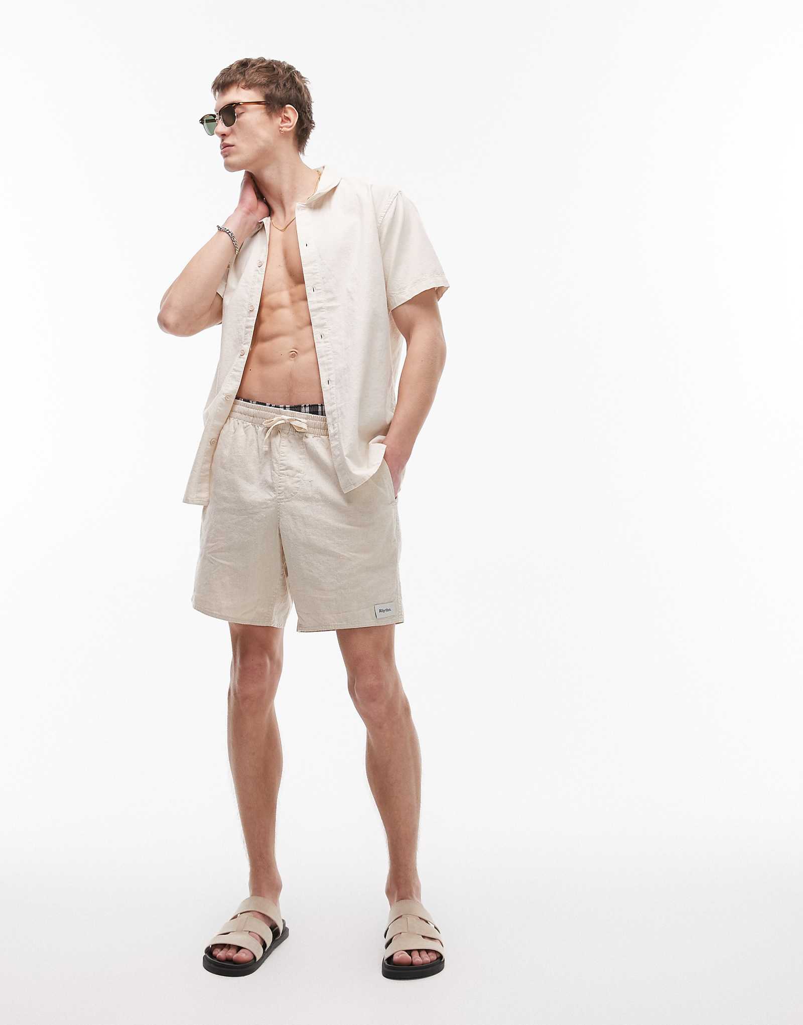 Rhythm classic linen jam shorts in cream 13190₽