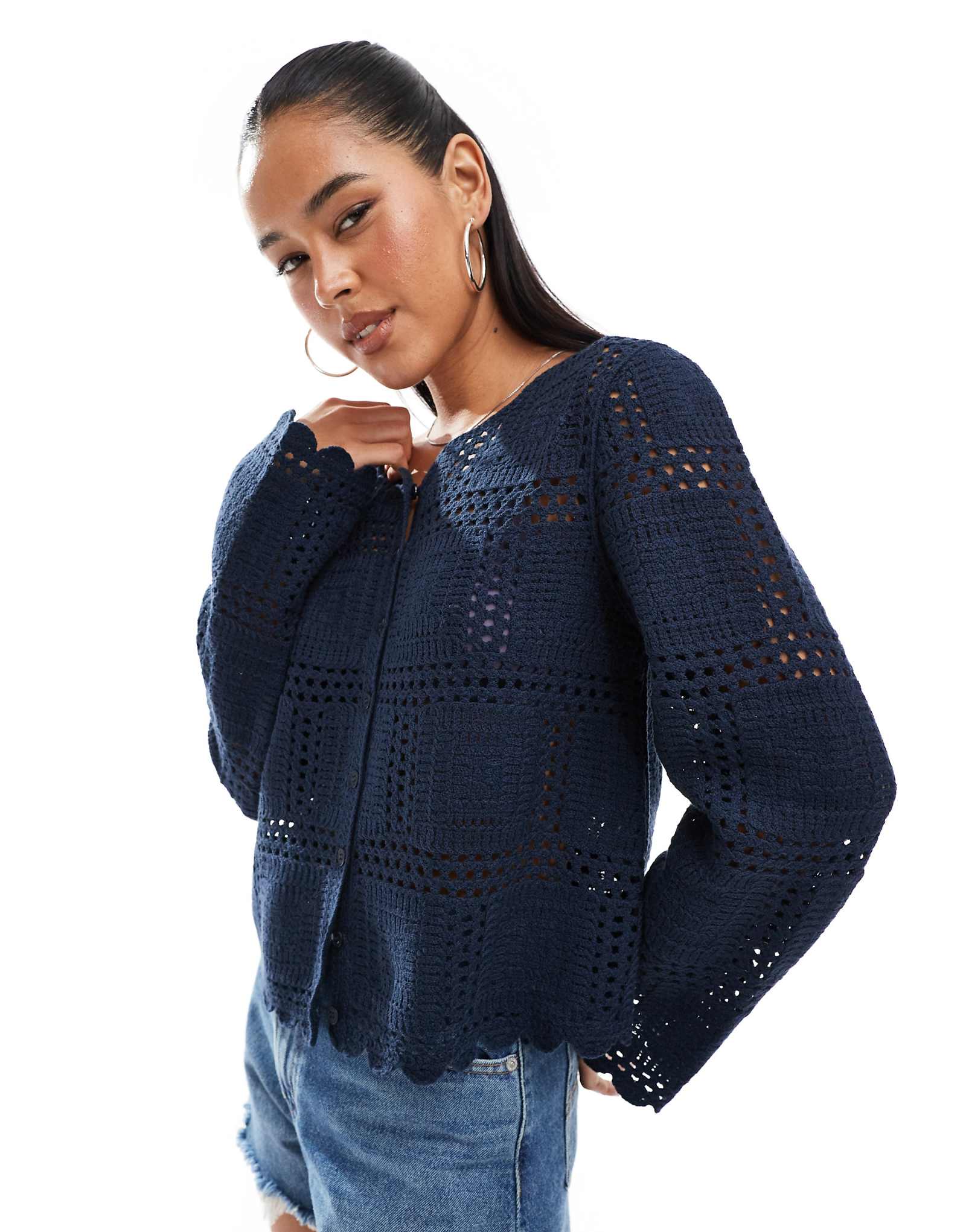 Object crochet cardigan in navy 22090₽