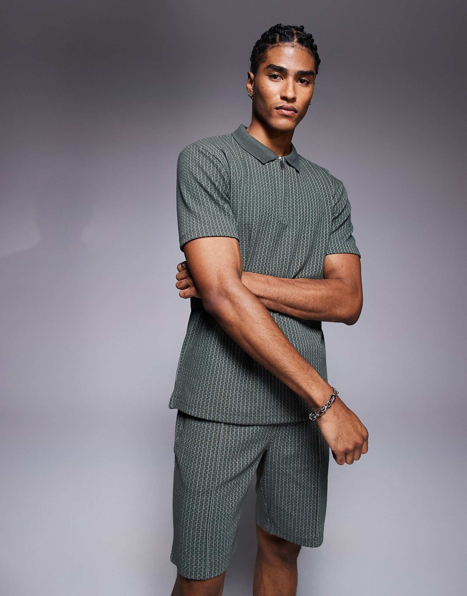 River Island jacquard polo in khaki - part of a set 11590₽