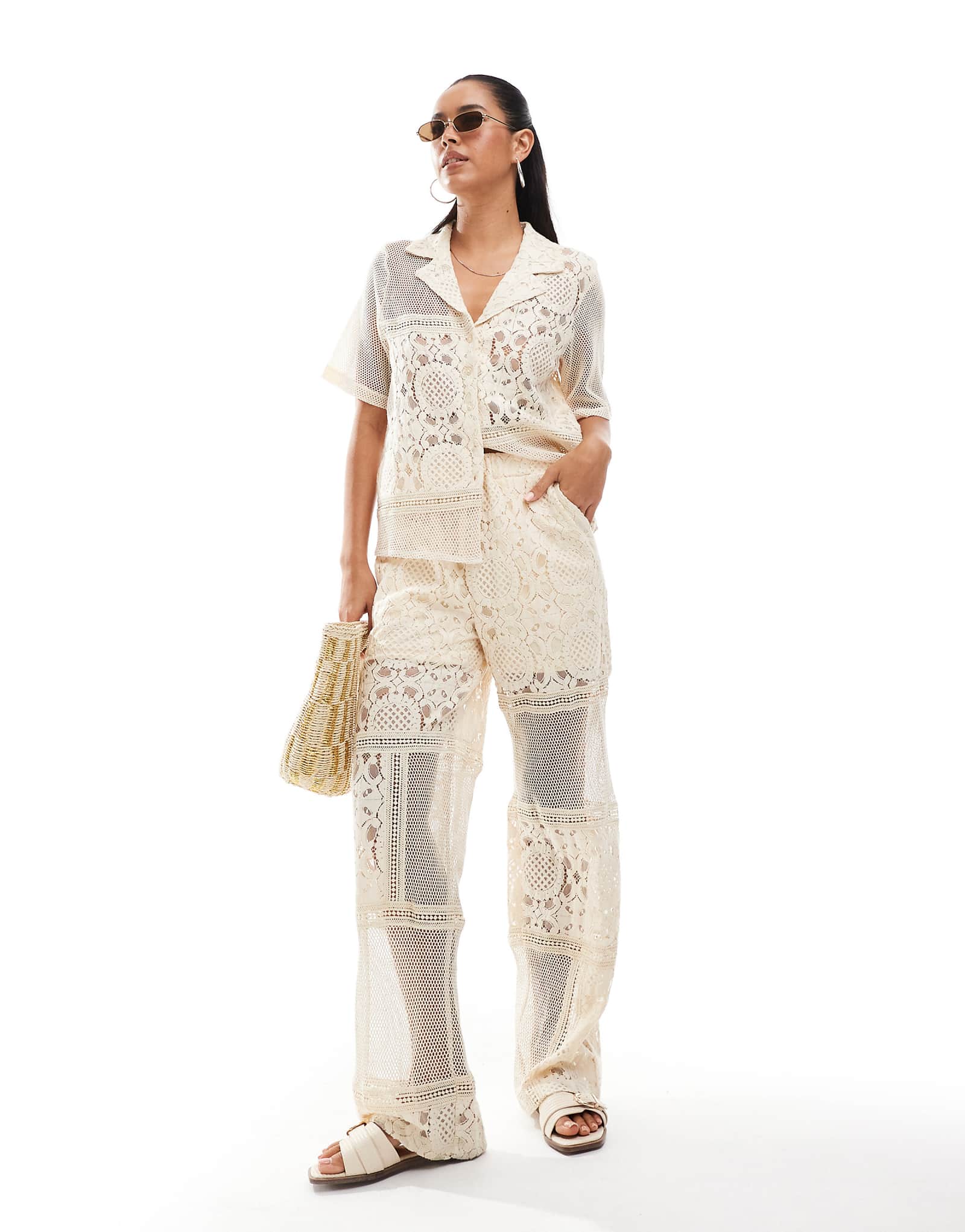 Object patched crochet pants in cream - part of a set 14190₽