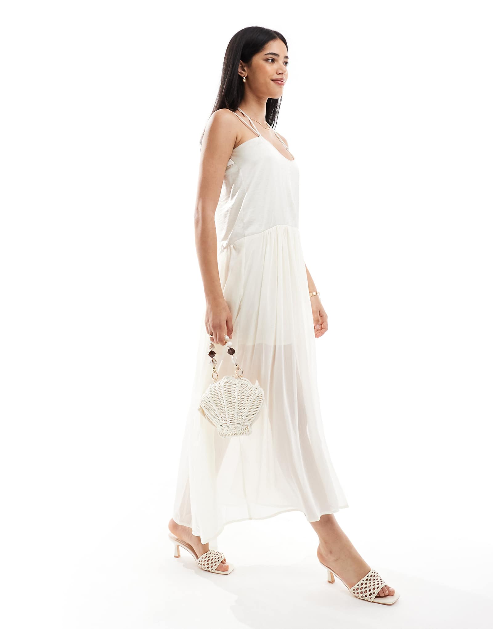 Object tulle maxi slip dress in off-white 11890₽