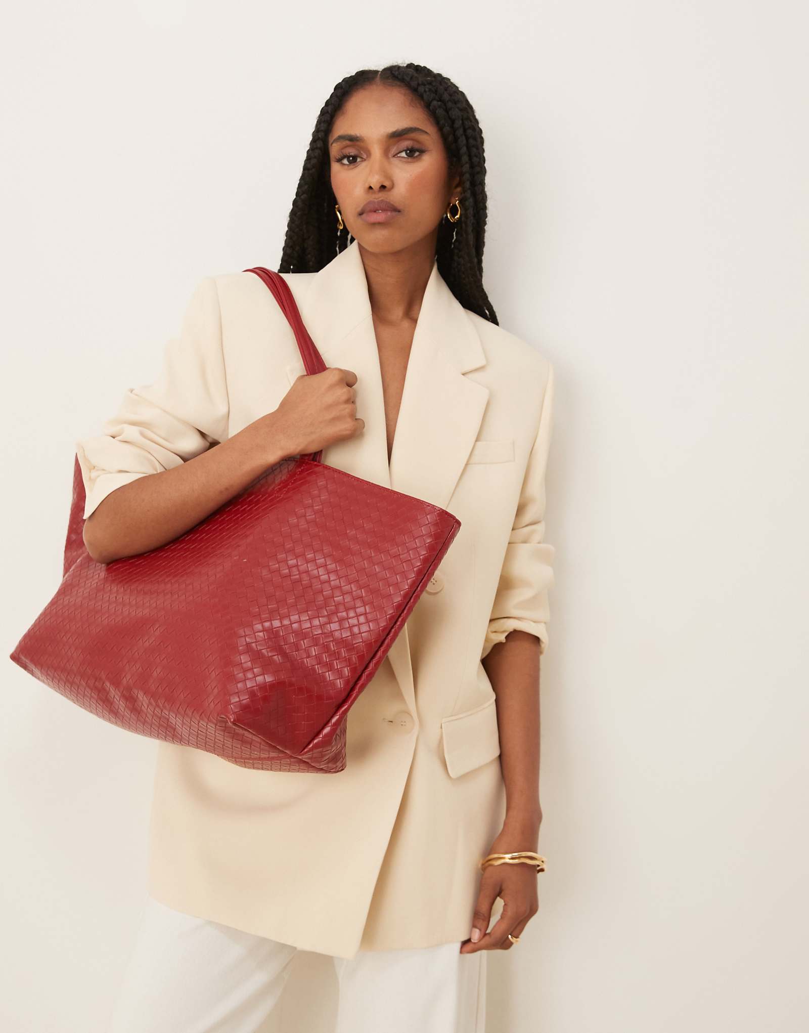 Becksondergaard rallo lottie woven tote bag in red