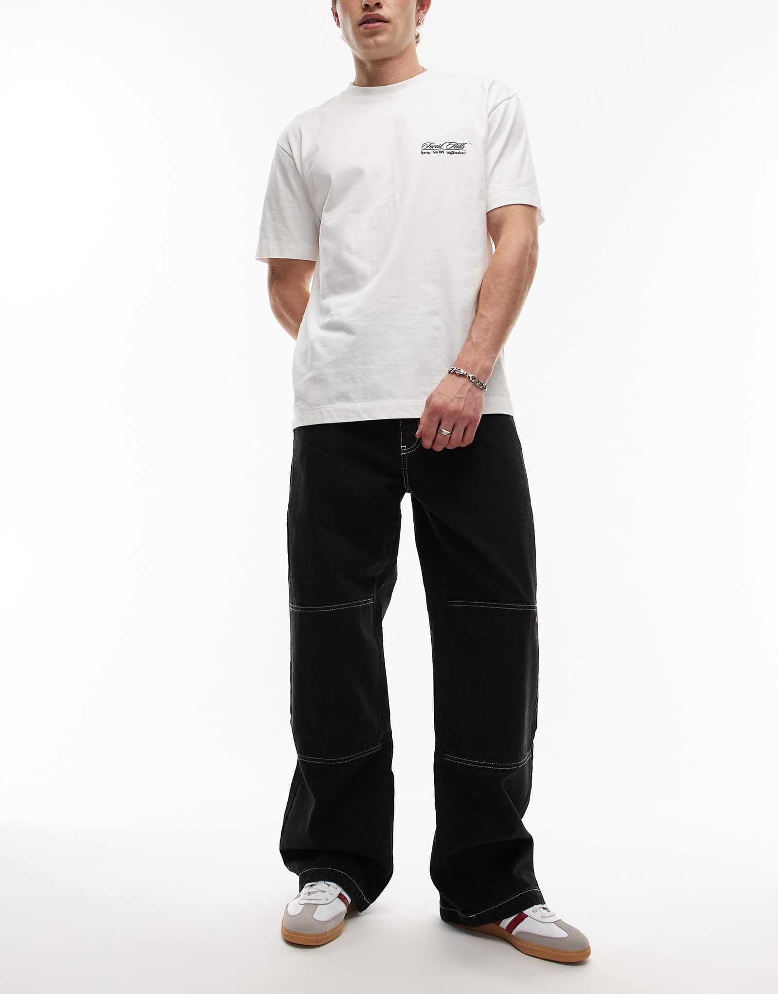 Dickies double knee pants in black denim