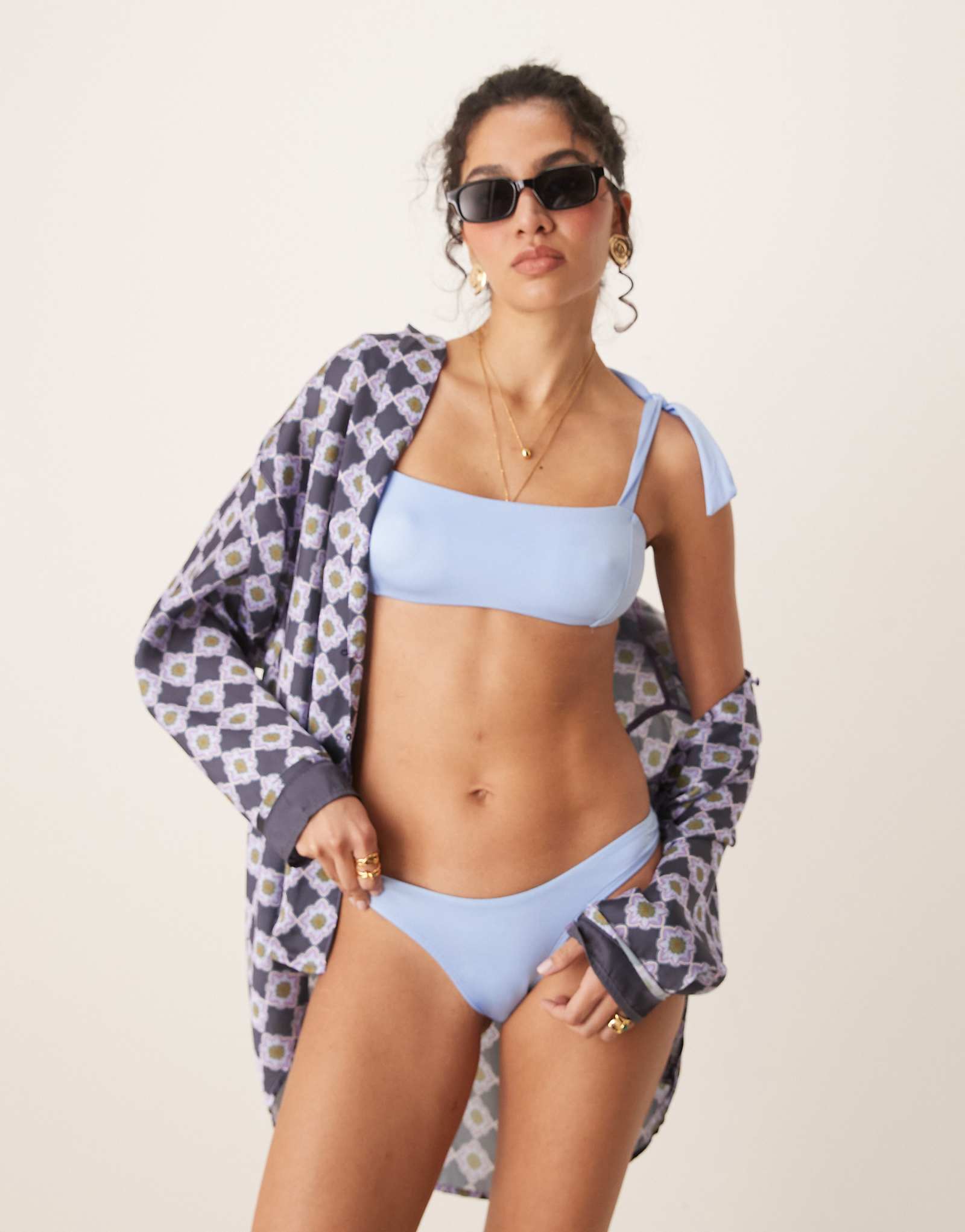 Free Society high leg bikini bottom in sky blue