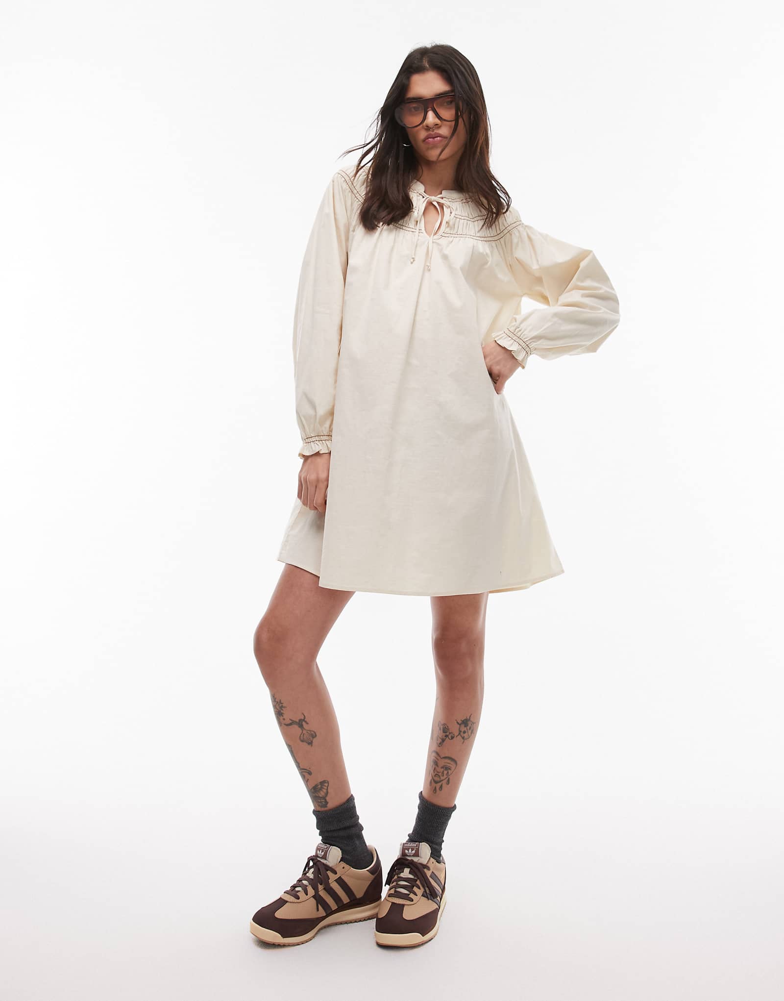 Resume boho throw on smock dress in creme