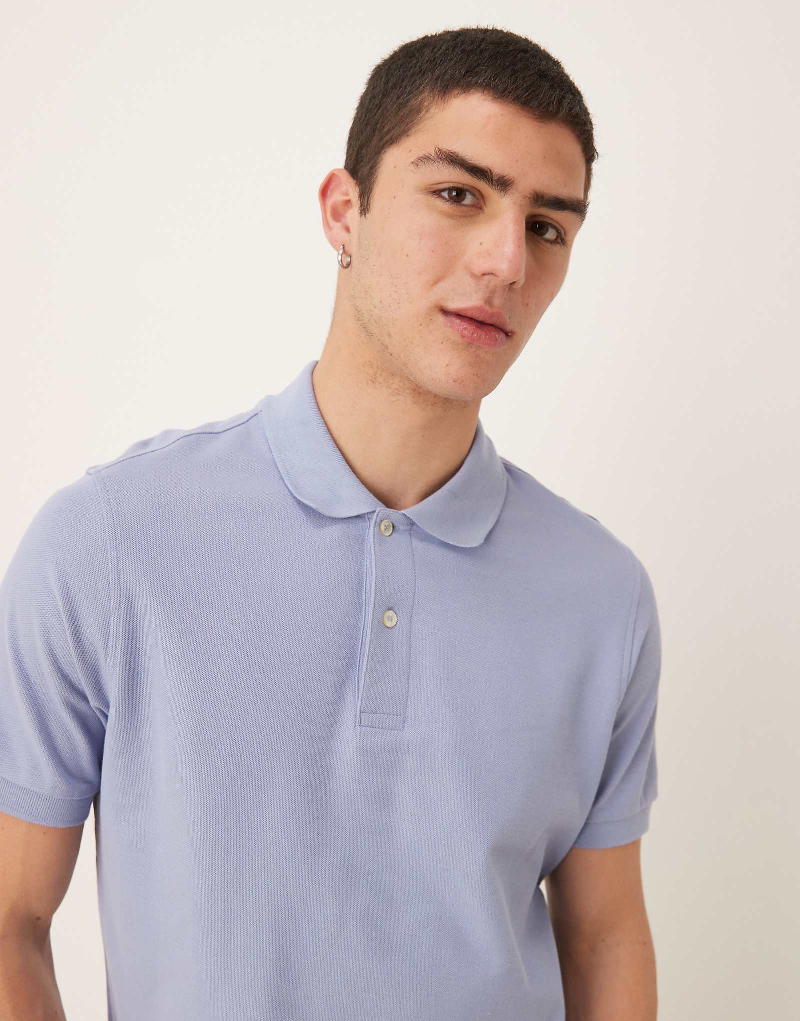 Mango jersey revere collar polo in pale green 6090₽