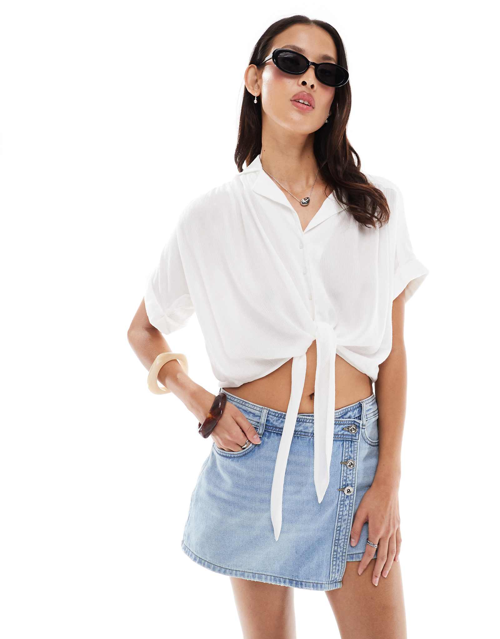 ONLY mini wrap skort in light wash blue 10990₽