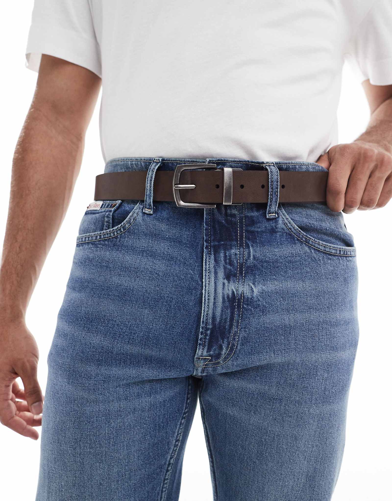 Pull-Bear reversible belt in black and brown 3390₽