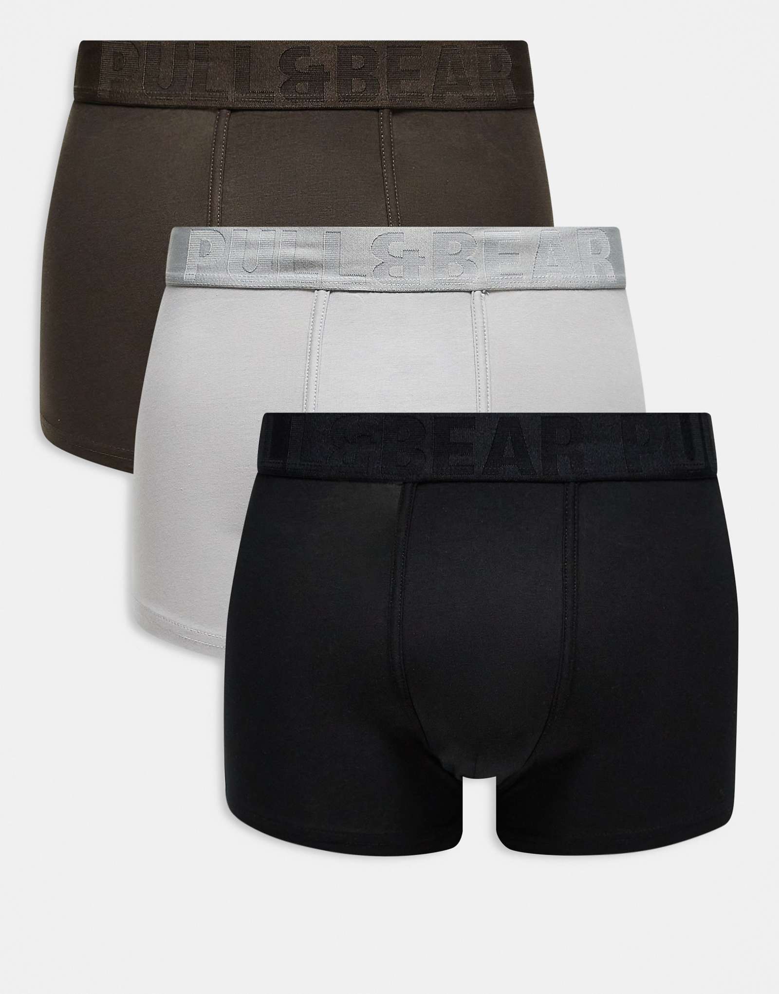 Pull-Bear 3-pack boxers in black brown and taupe 5090₽