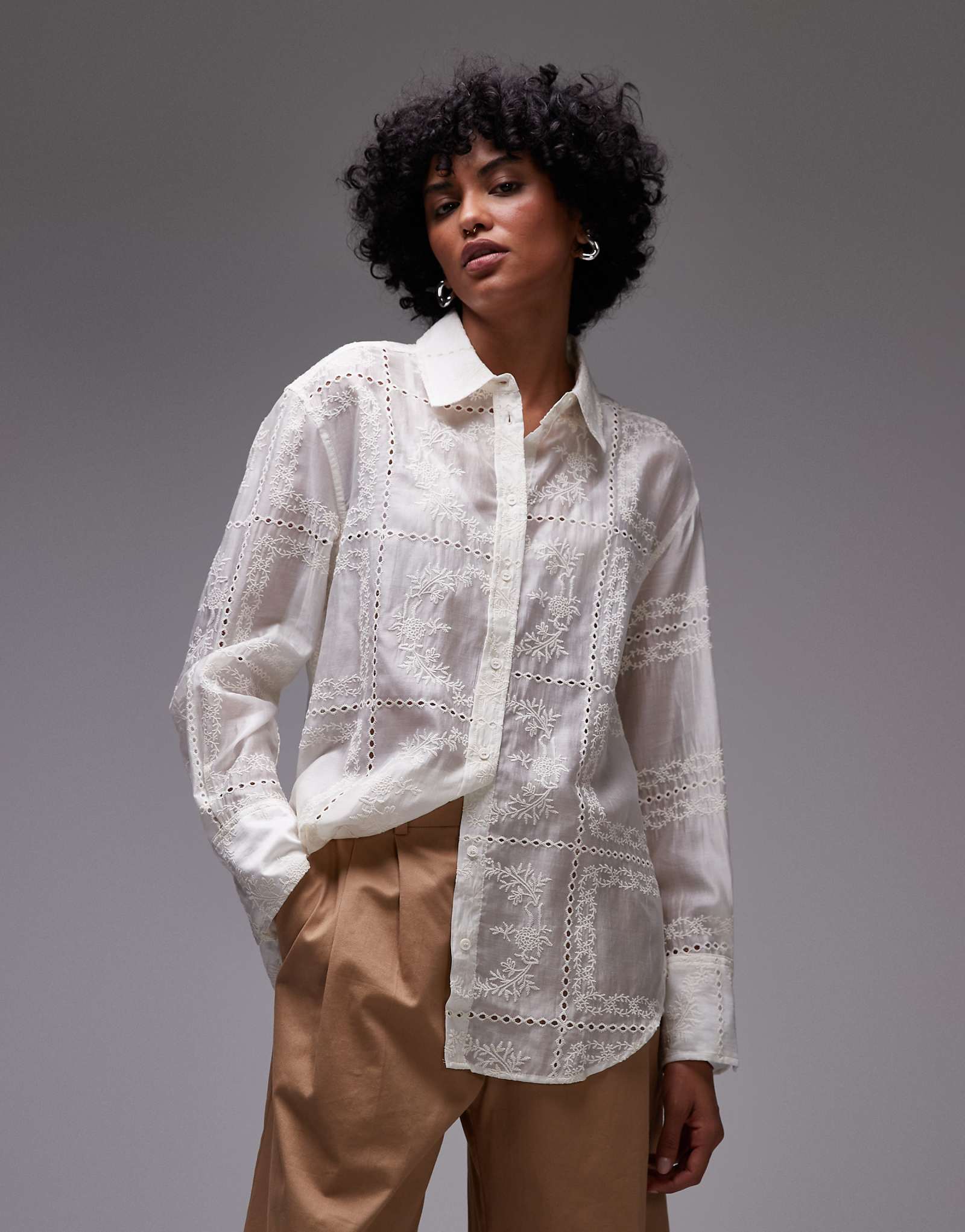 Mango lace embroidered shirt in white 17390₽