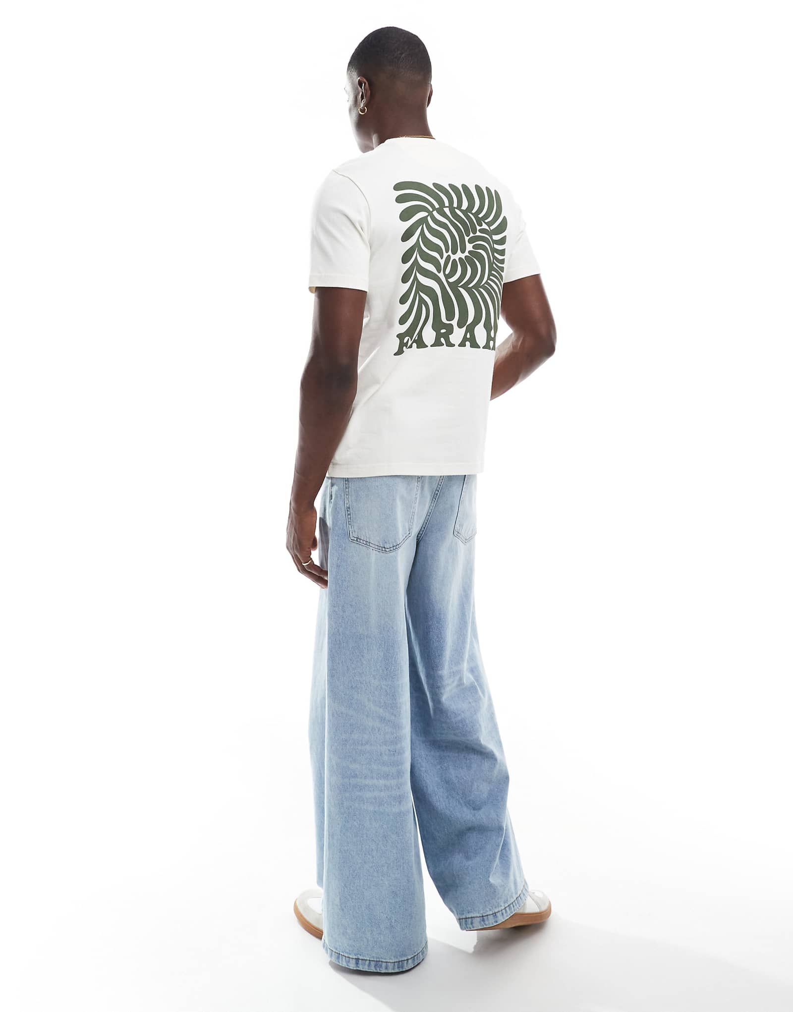 Farah amesbury chest and back print t-shirt in beige