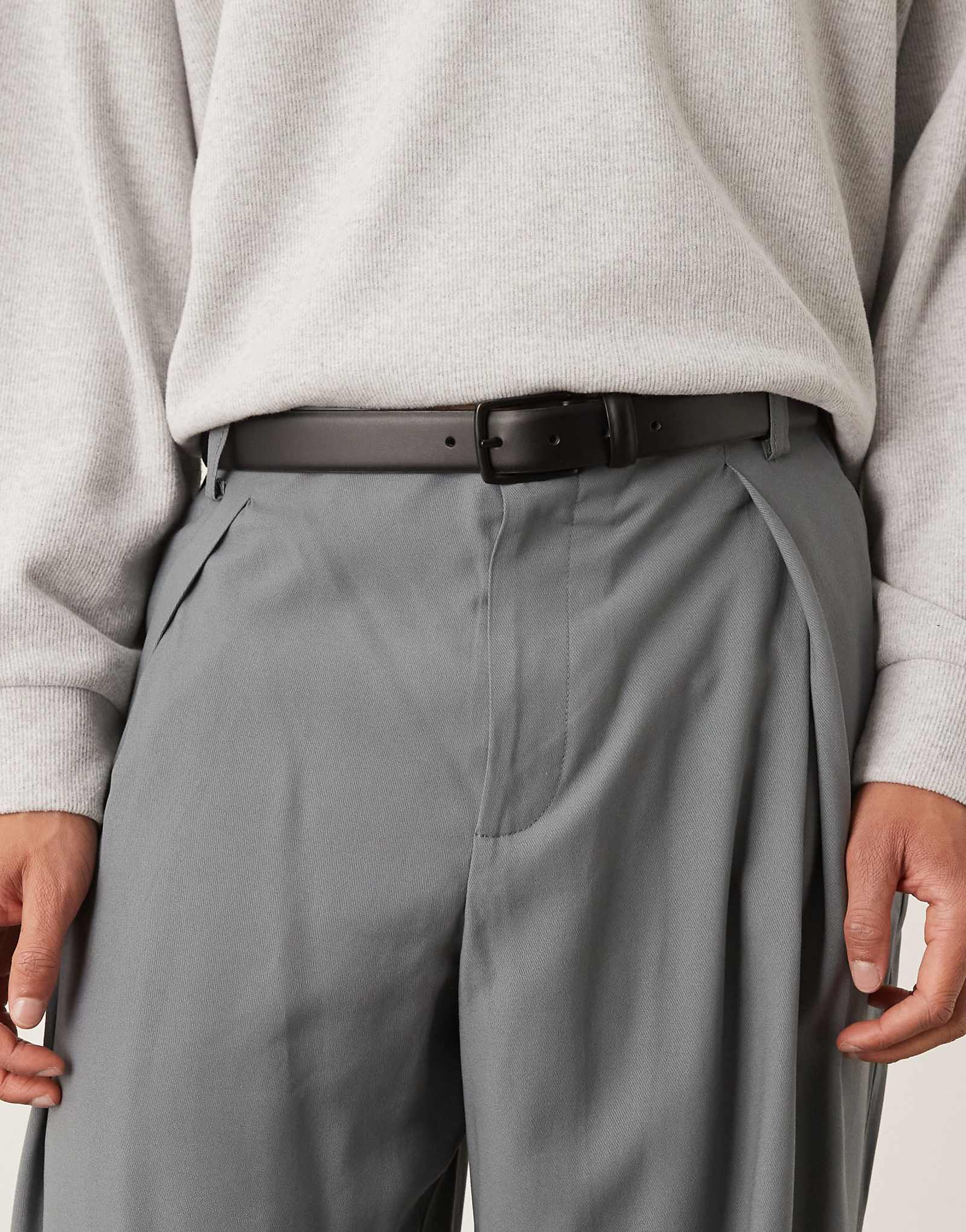 Mango leather square buckle belt in black 9190₽