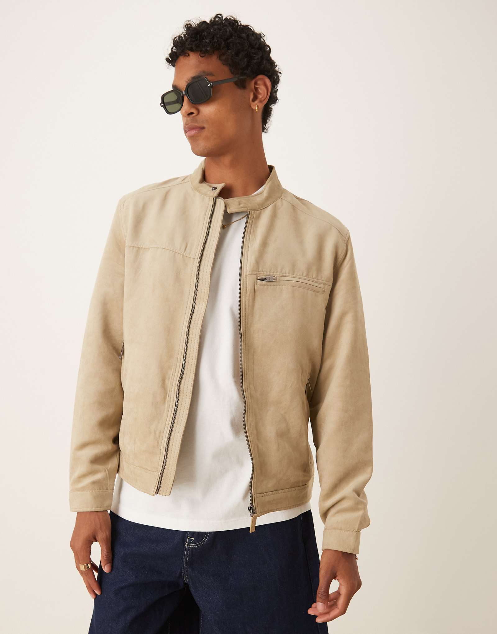 Mango suede look moto jacket in beige 20990₽