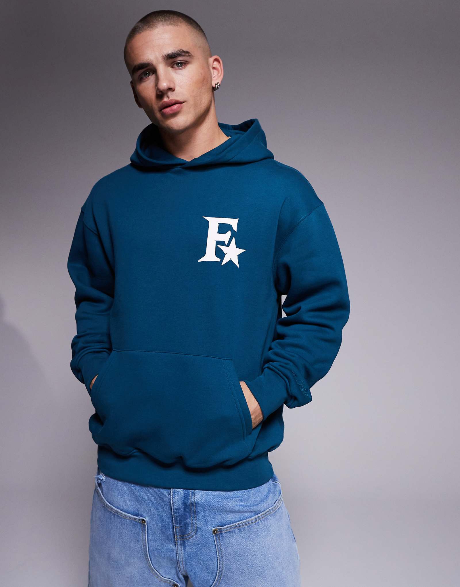 Faded Store star icon 320gsm hoodie in dusty teal 8990₽