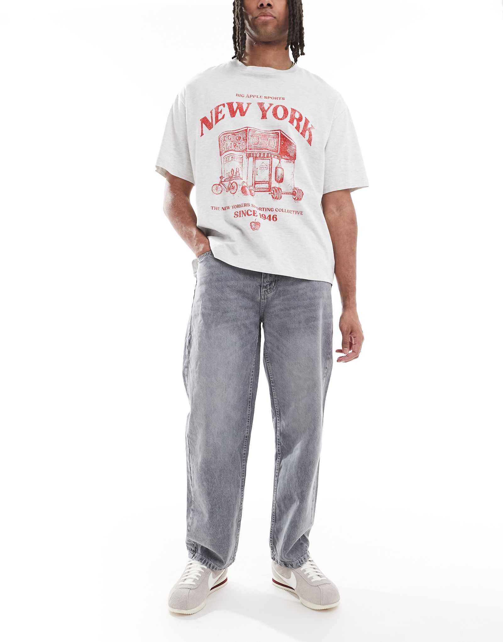 Pull-Bear baggy fit jeans in gray