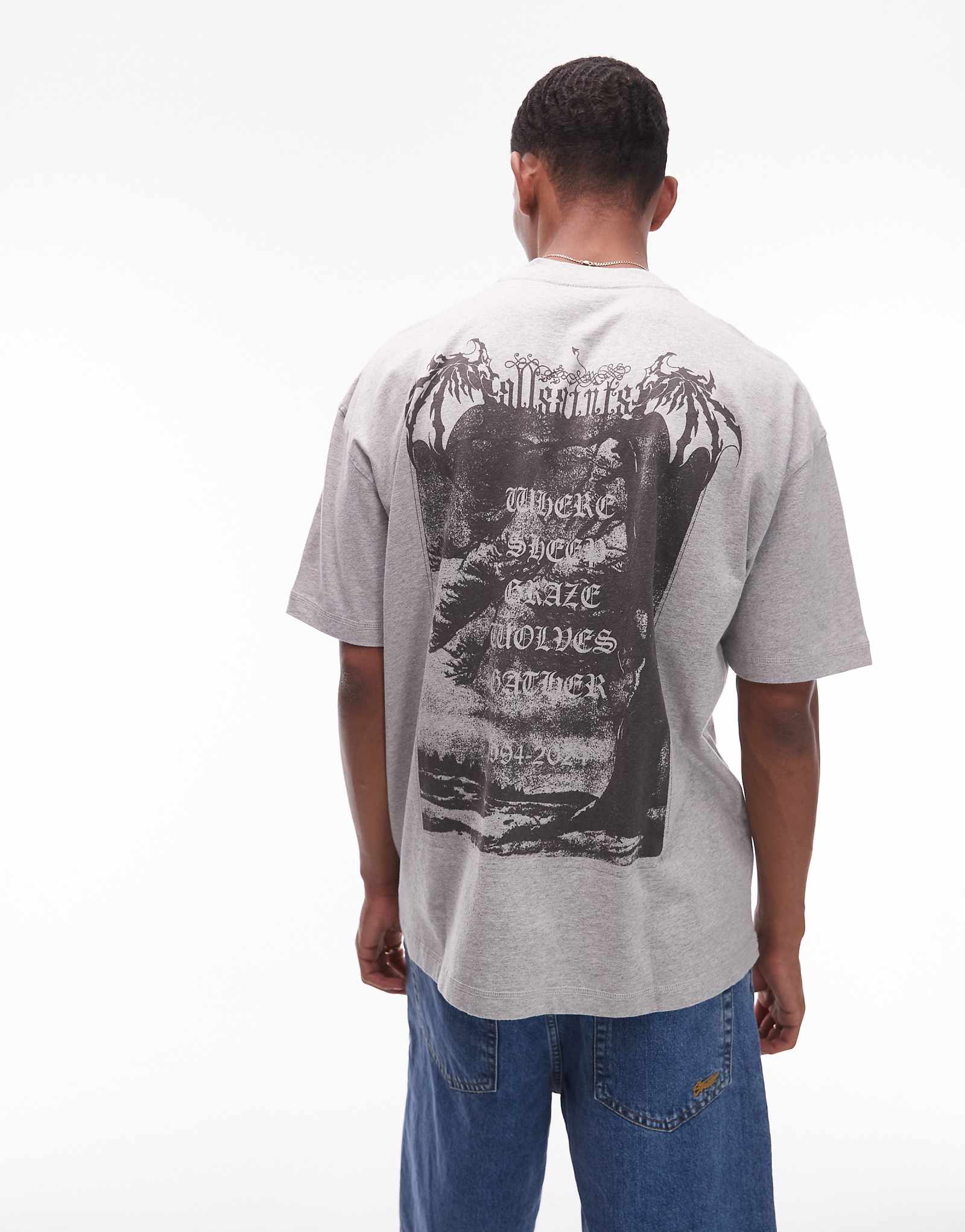 AllSaints angelic short sleeve T-shirt in gray