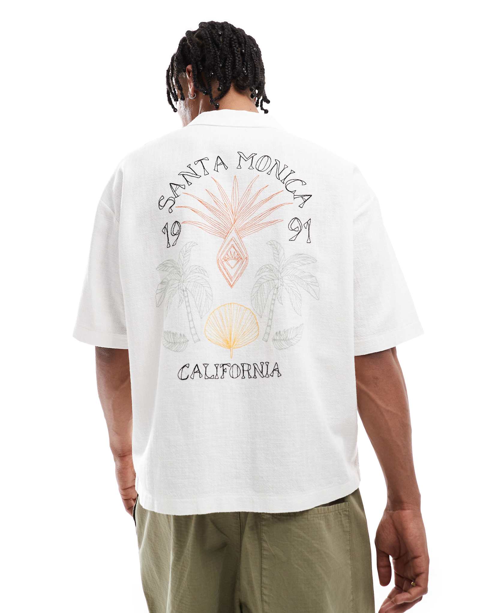 Pull-Bear Santa Monica back print shirt in white