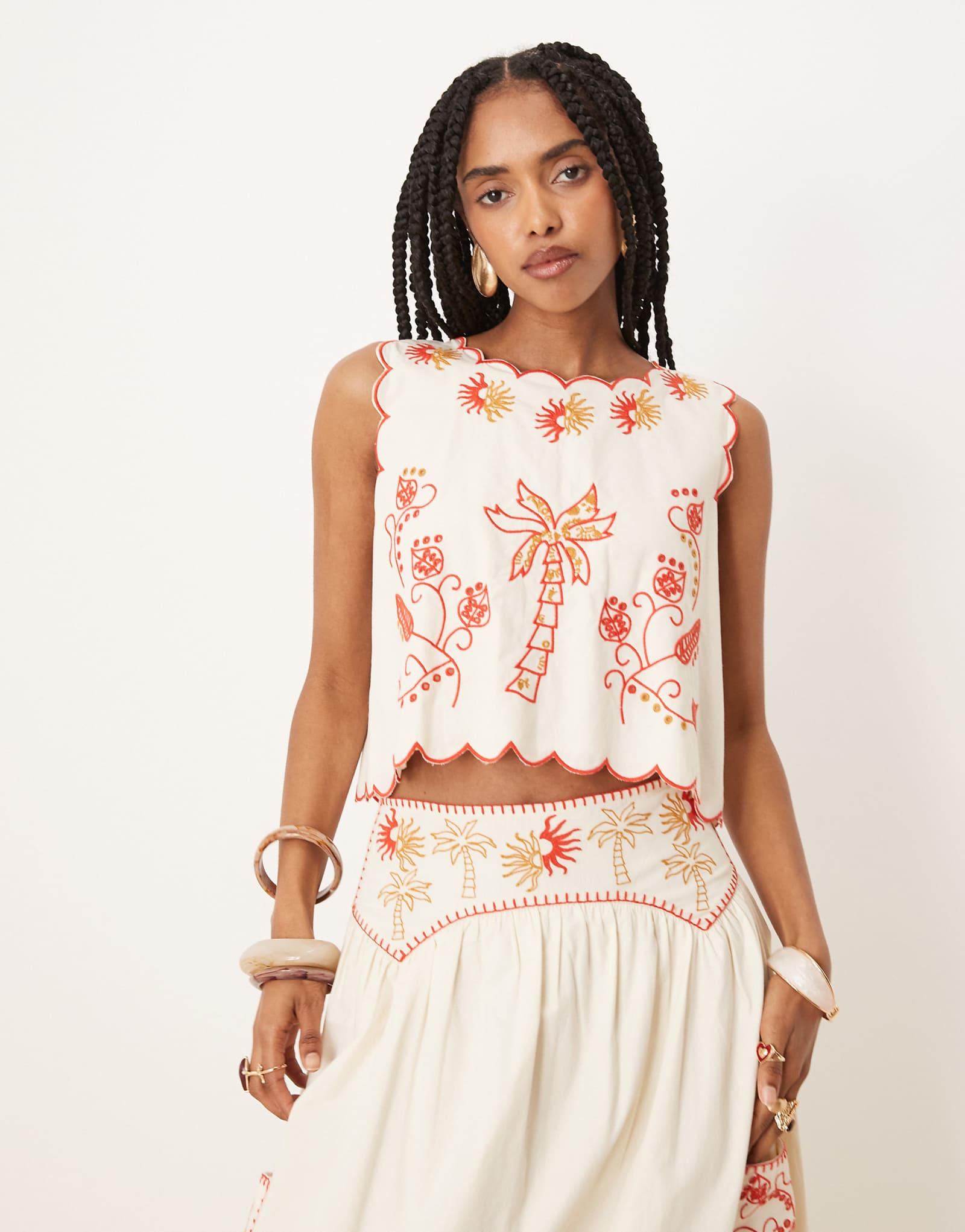 Never Fully Dressed embroidered cotton top in cream and red - part of a set 34090₽