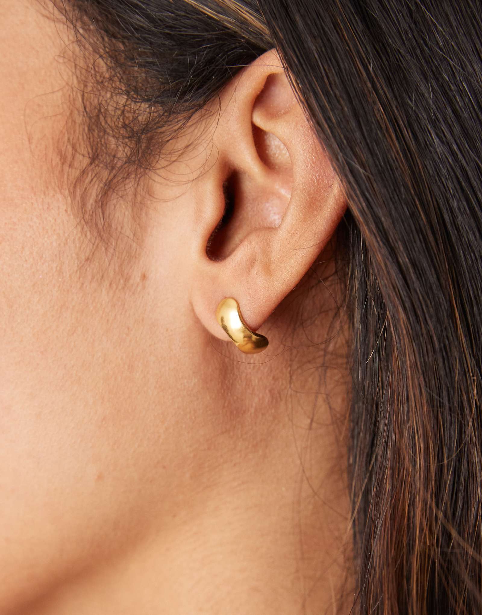 Lost Souls flat huggie hoop earrings in 18ct gold plated stainless steel