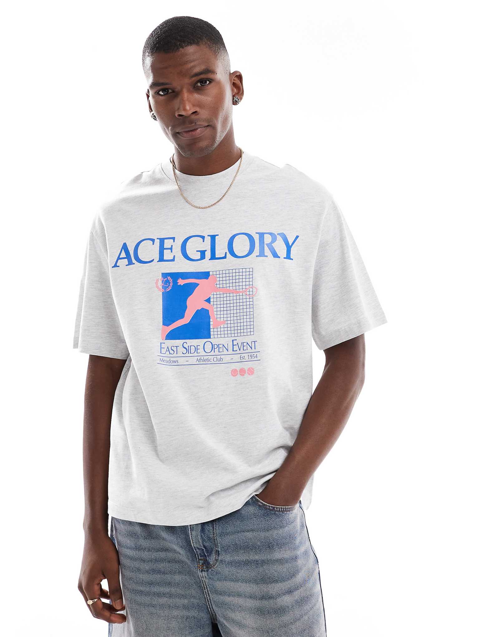 Bershka race glory printed t-shirt in gray 3590₽