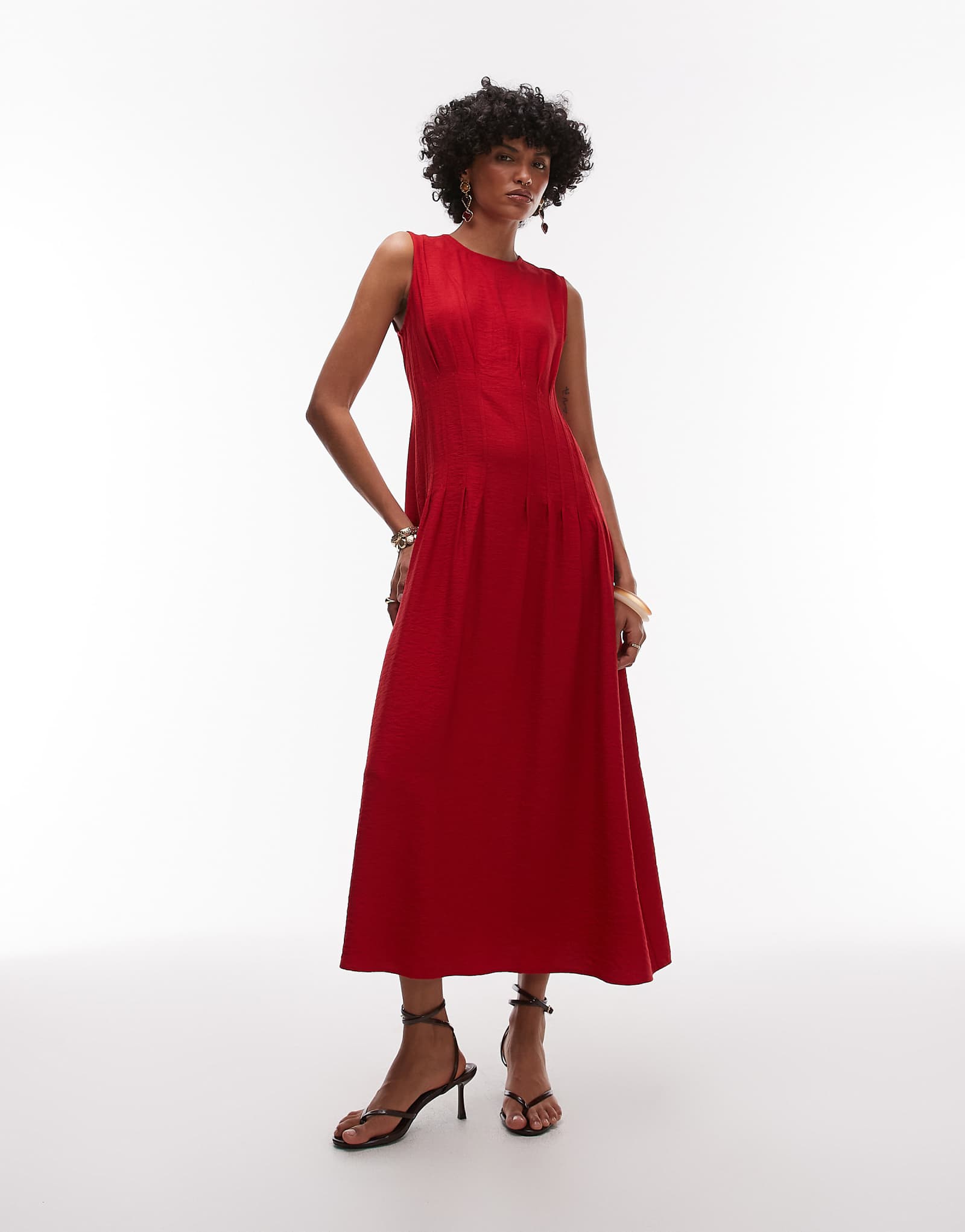 Mango corset waist midi dress in red 19490₽