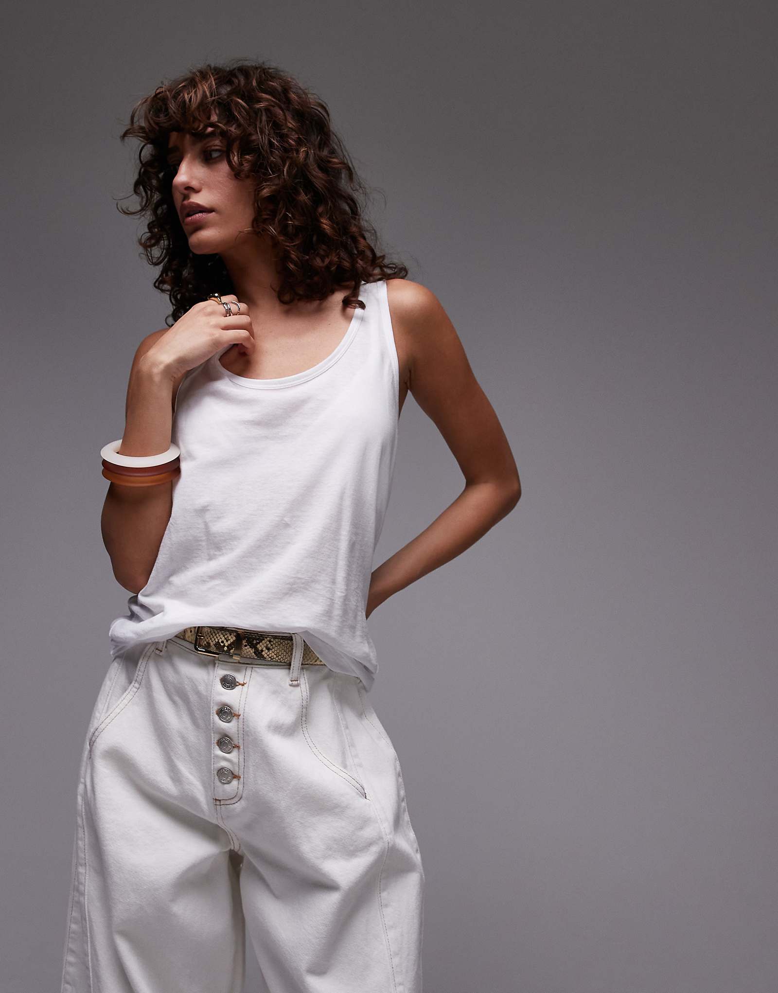 ARKET lightweight crepe knit top in white