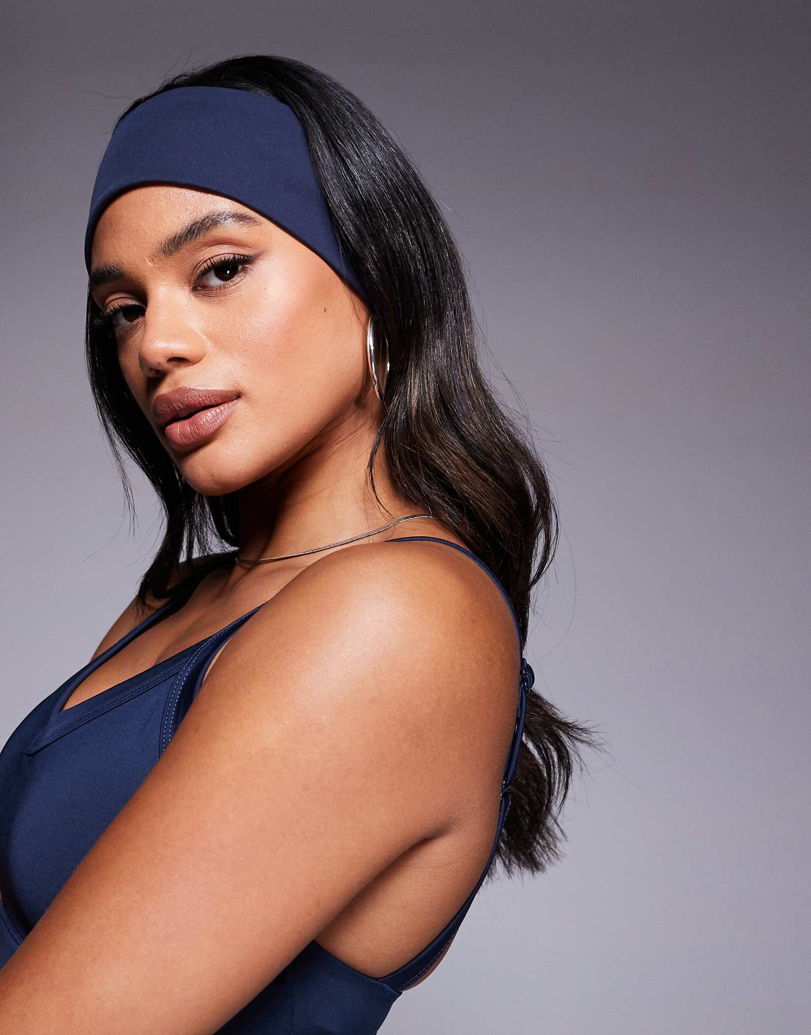 4505 soft touch yoga headband in midnight navy