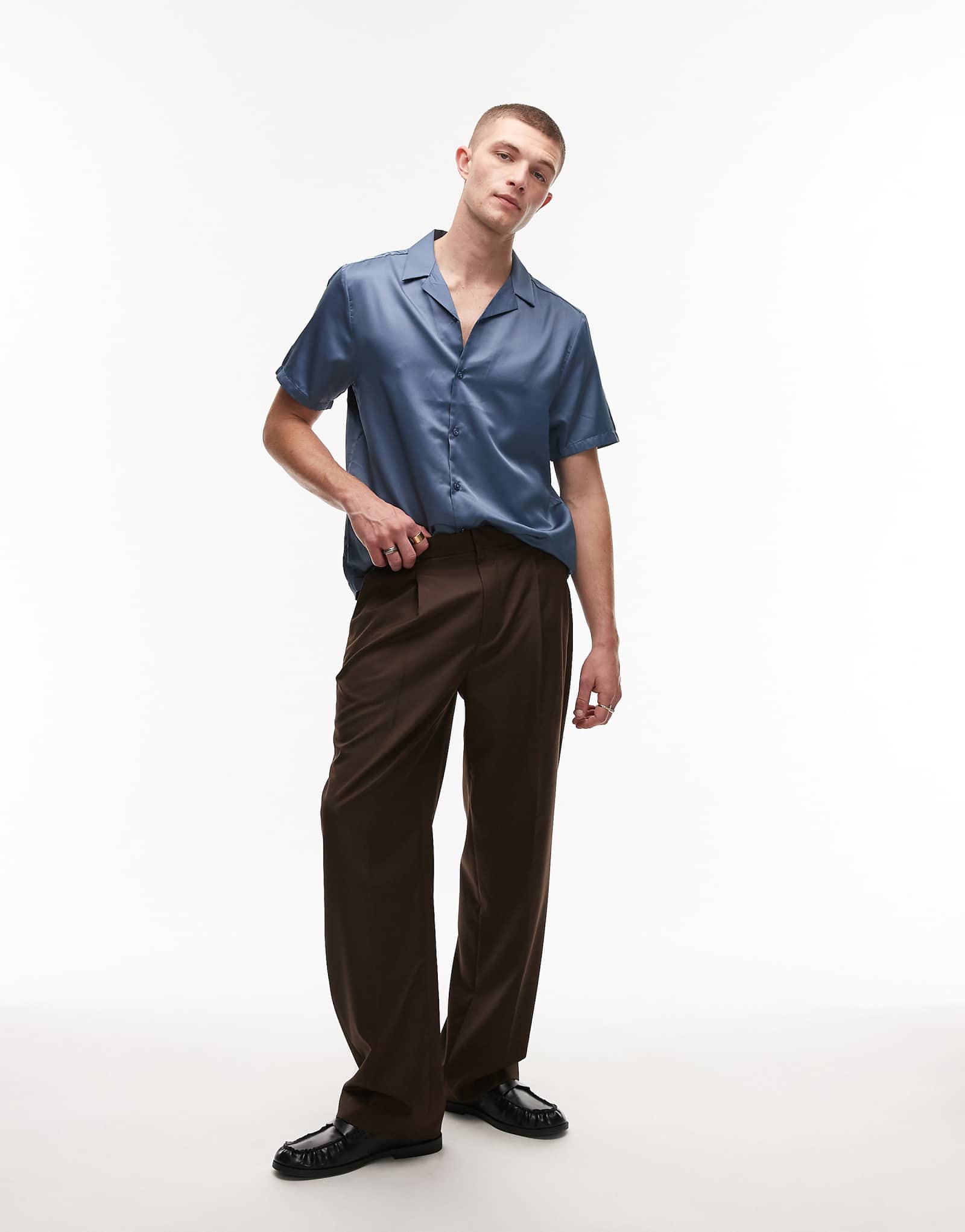 Topman wide leg suit pants in brown 8390₽