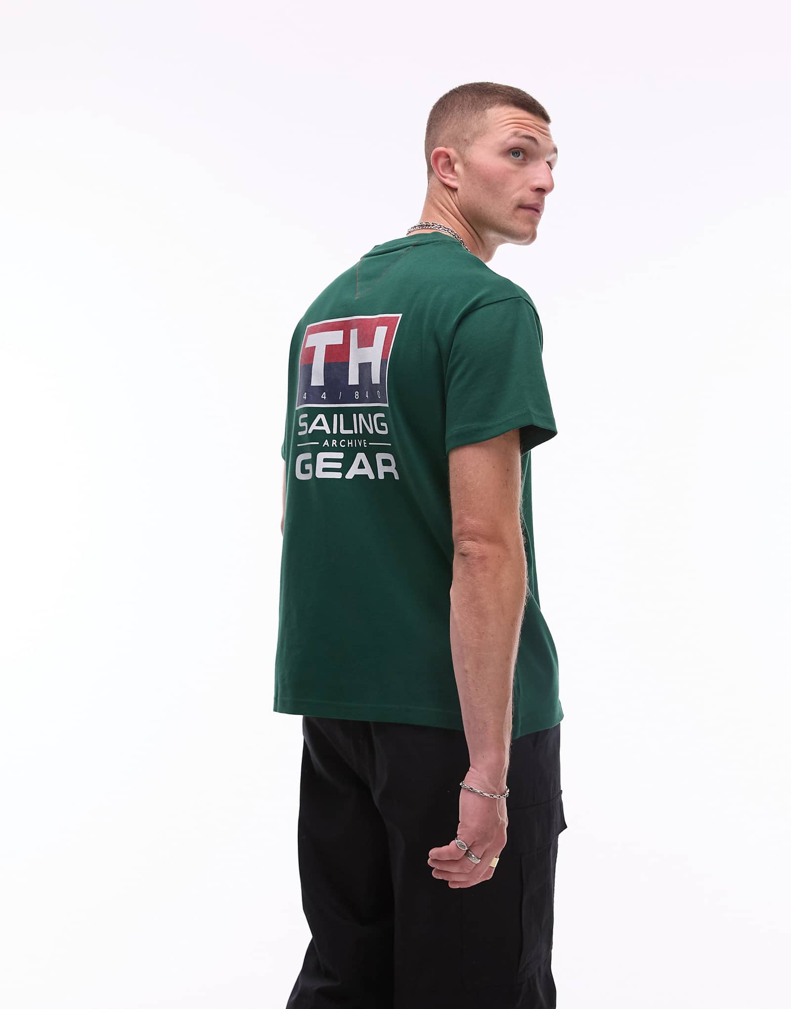 Tommy Hilfiger sailing logo T-shirt in dark green 11790₽