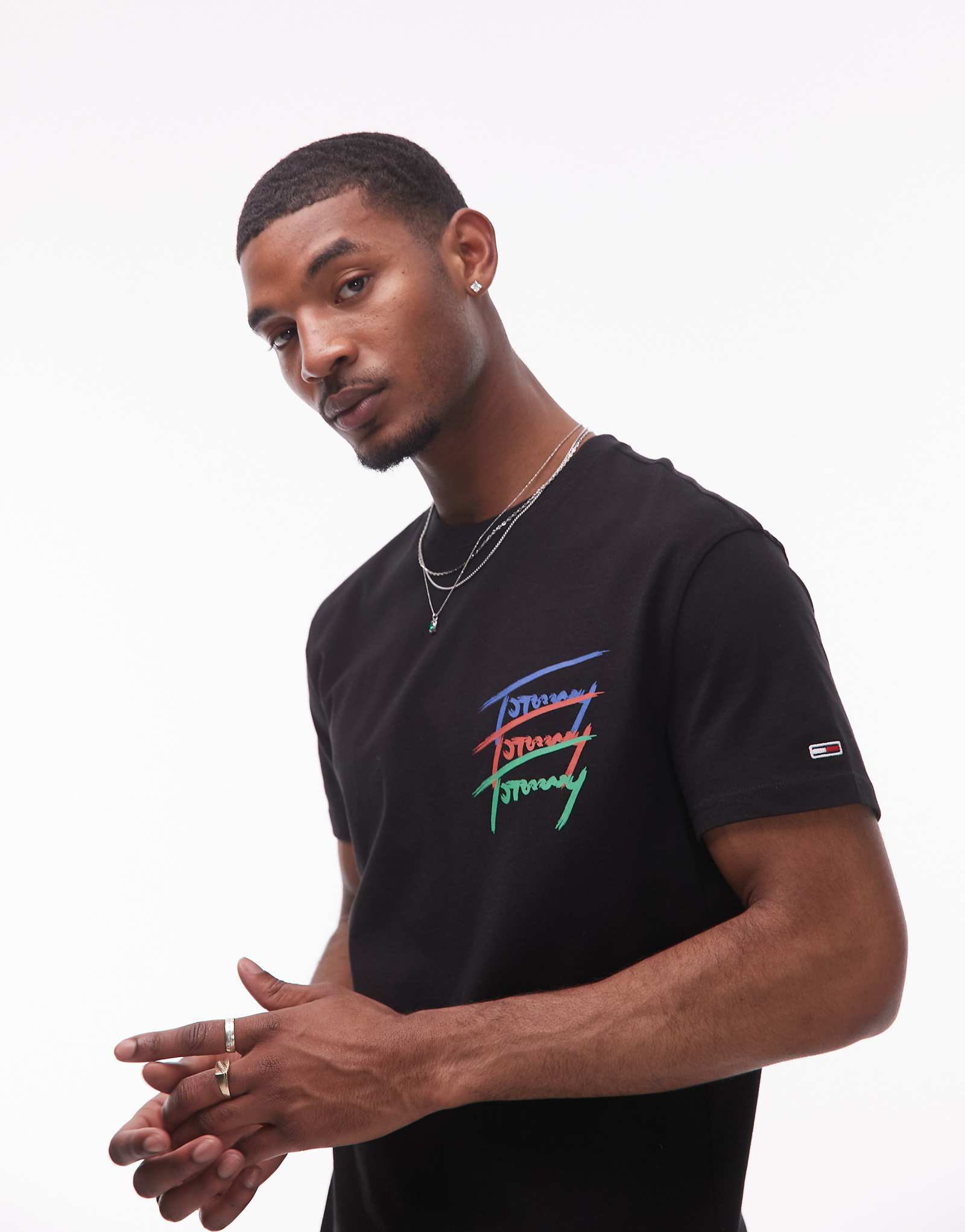 Tommy Jeans repeat signature back print t-shirt in black 6190₽