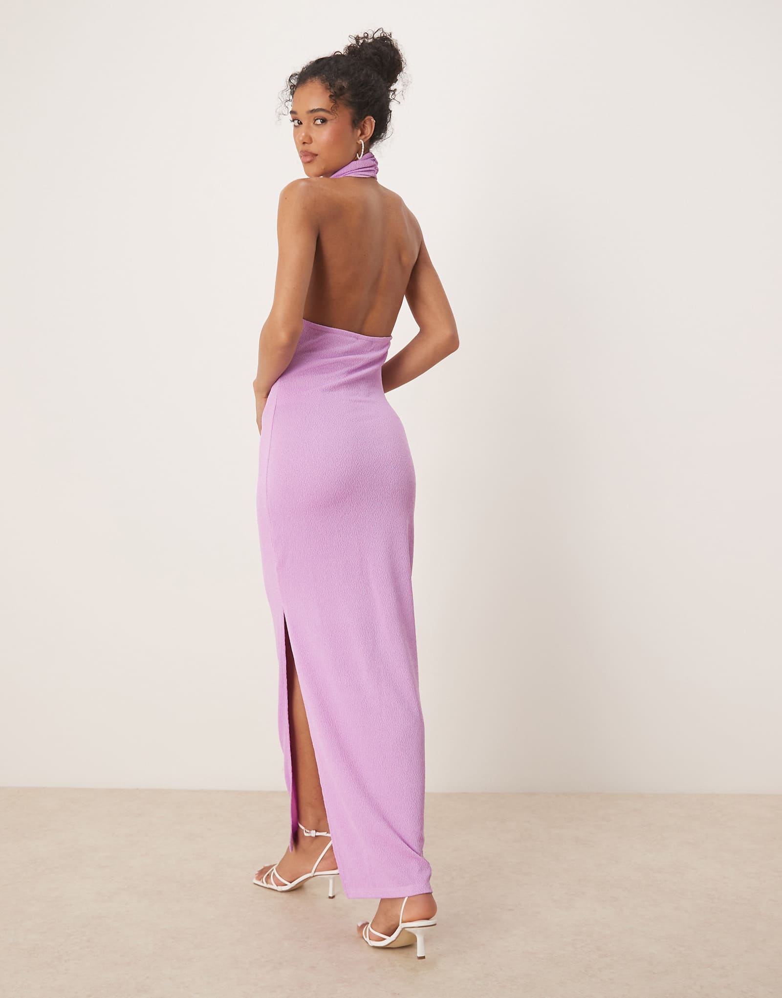 Vila textured cowl neck low back maxi dress in violet 15490₽