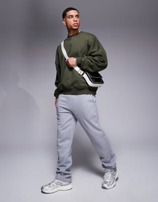 Спортивные брюки ASOS DESIGN premium heavyweight с прямыми штанинами, 400 г/см, вересково-серого цвета