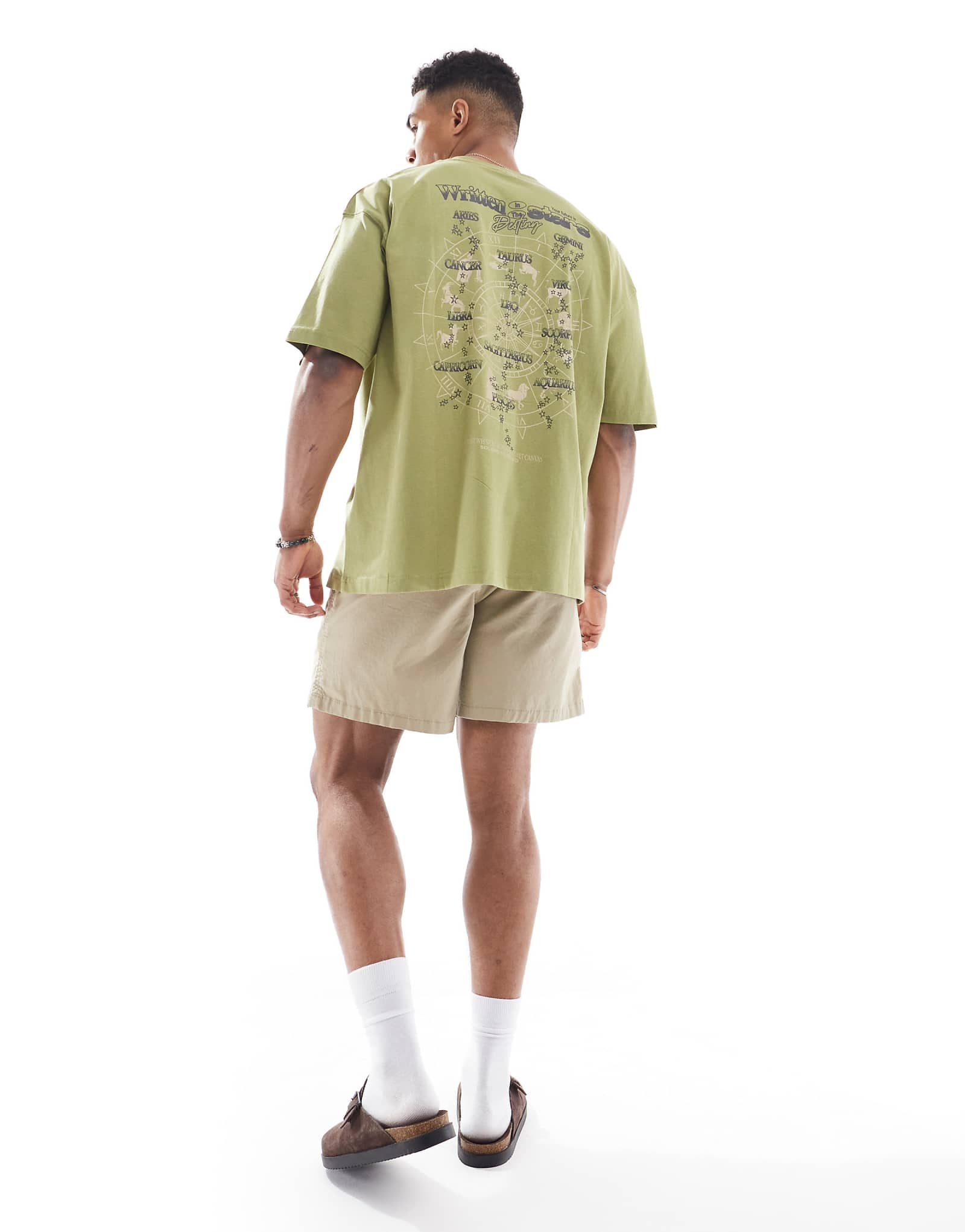 ASOS DESIGN oversized t-shirt with celestial graphic in khaki 2290₽
